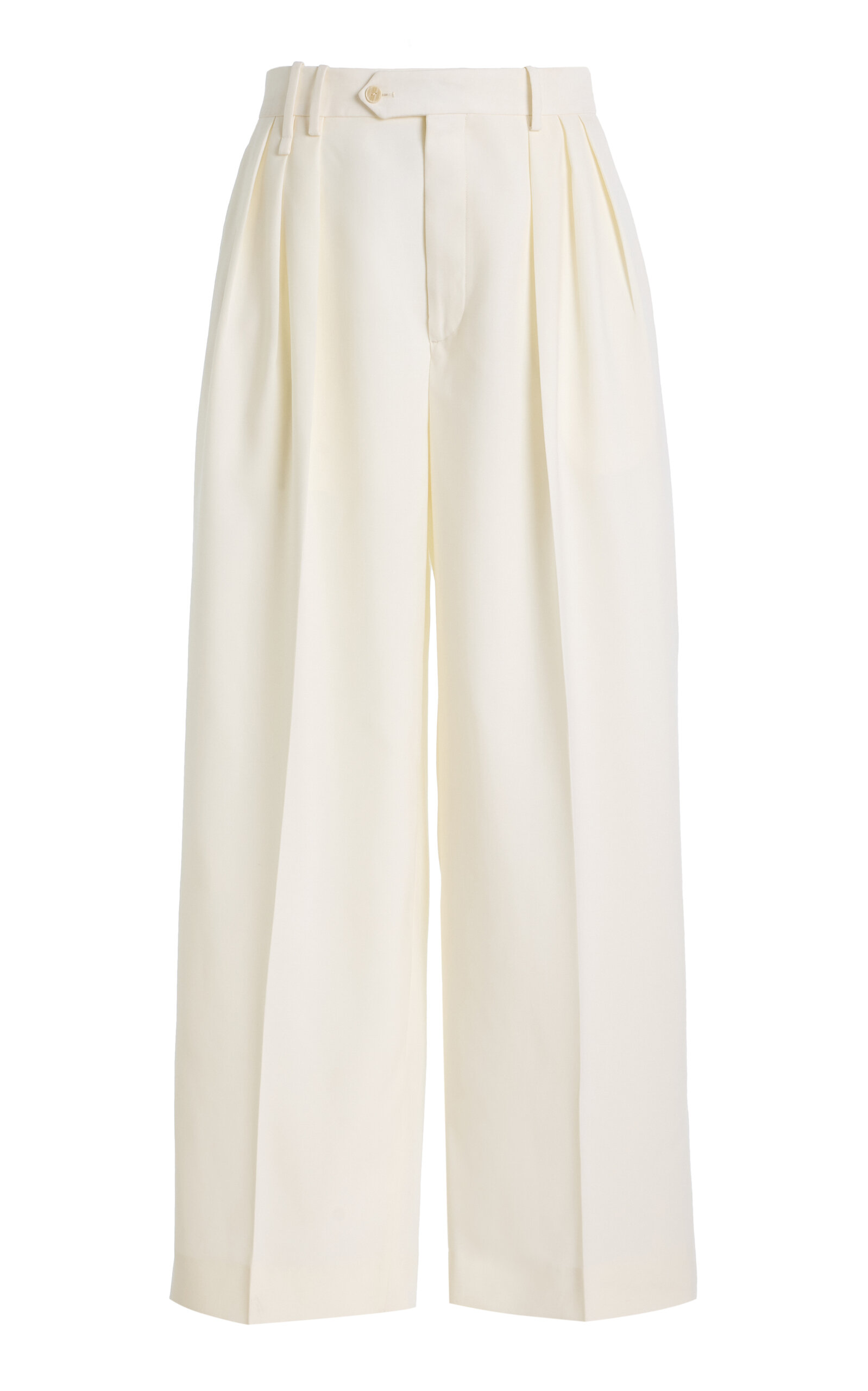 Calvin Klein Collection Alexandra Mid-Rise Wool Wide-Leg Pants - White