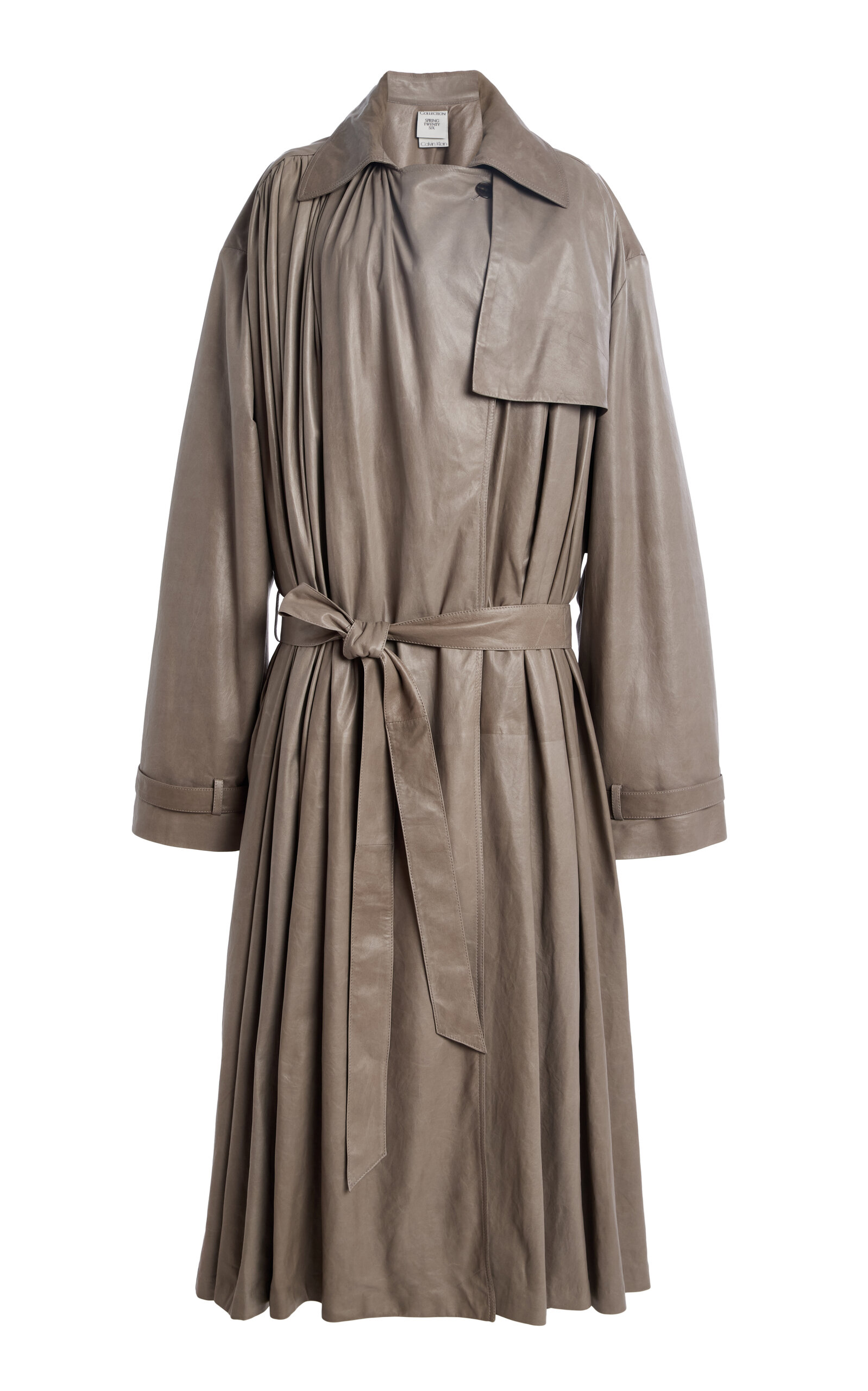 Calvin Klein Collection Gianna Oversized Leather Trench Coat In Brown