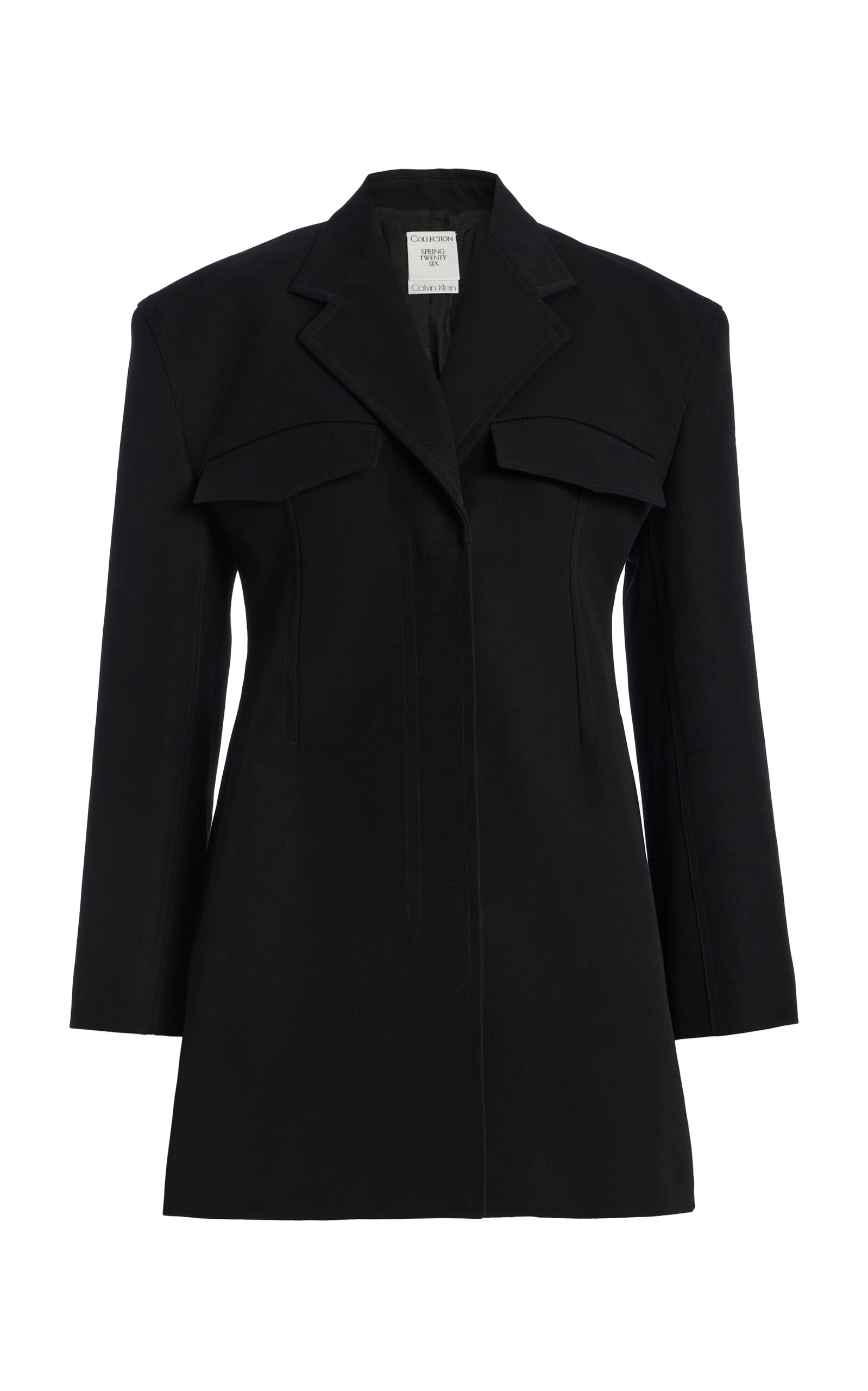 Calvin Klein Collection Hourglass Cotton Blazer In Black