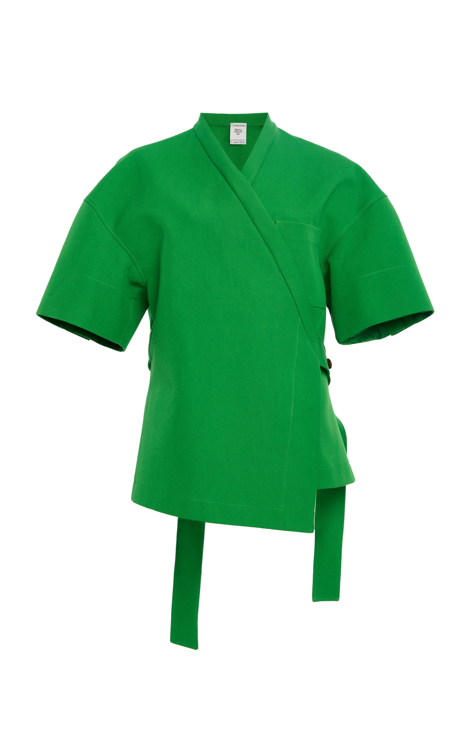 Calvin Klein Collection Dahlia Belted Cotton Jacket In Green