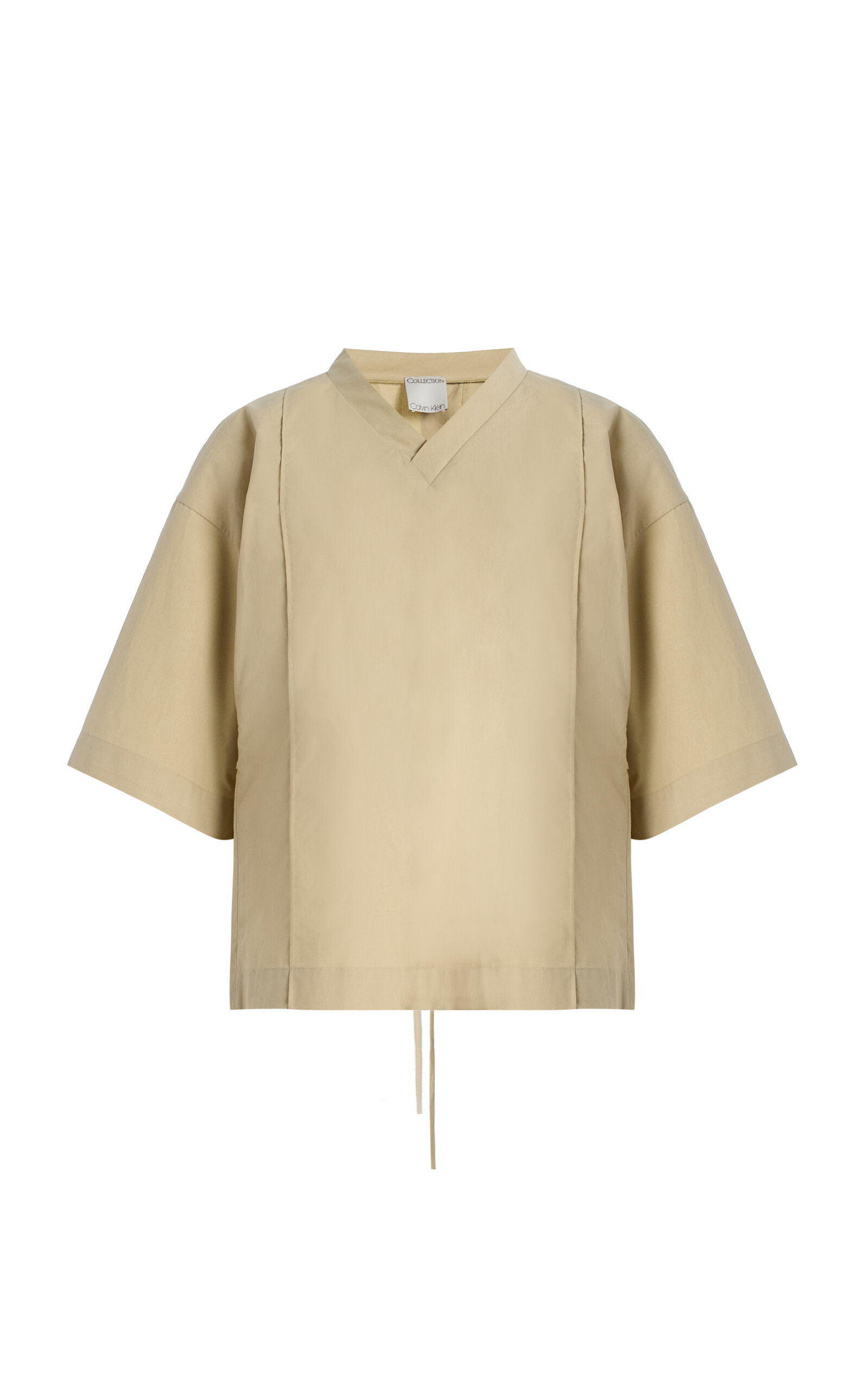 Calvin Klein Collection Quinn Boxy Cotton Wrap Top In Neutral