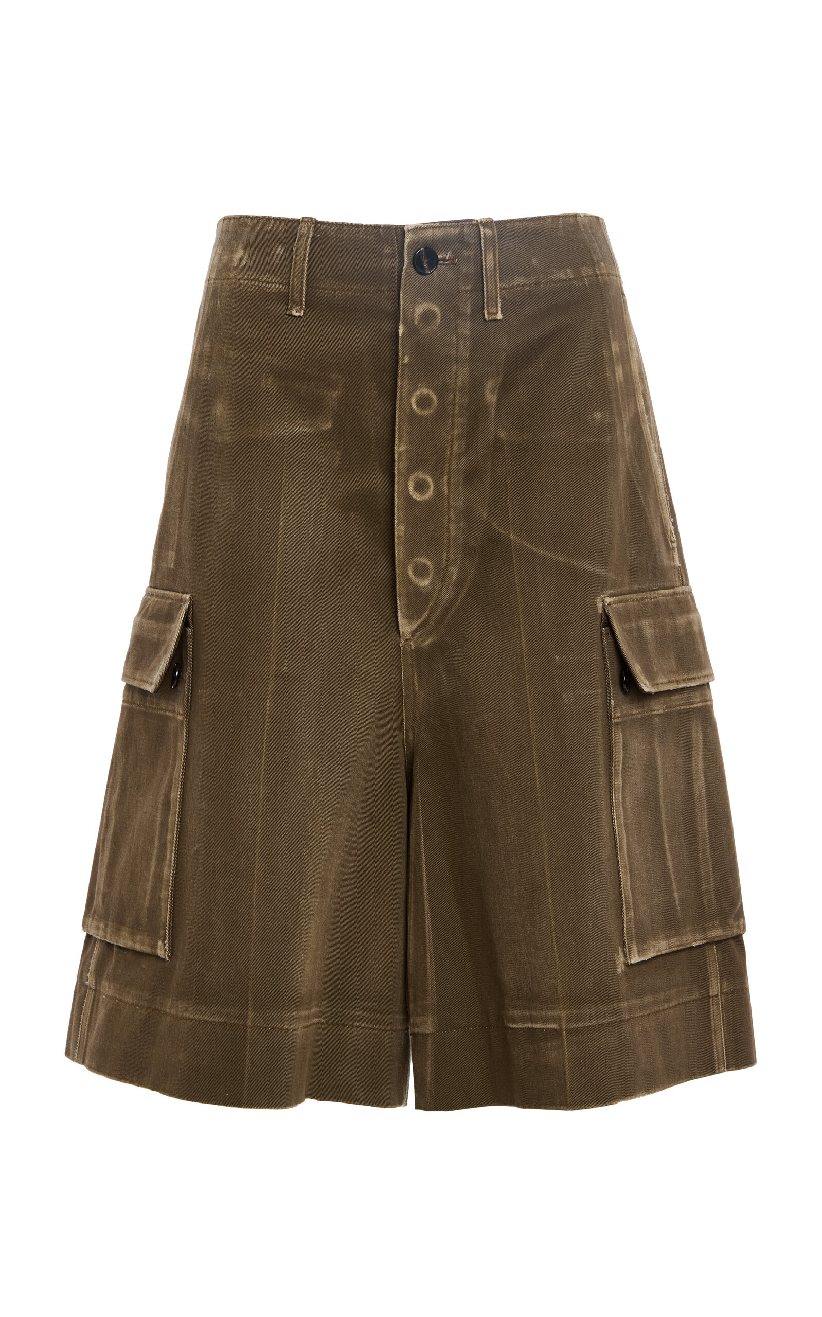 Calvin Klein Collection Oversized Cotton Cargo Shorts In Brown