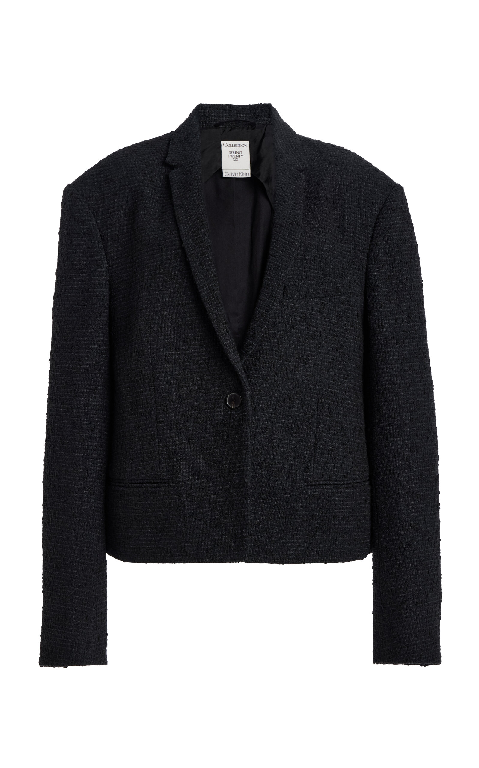 Calvin Klein Collection Boxy Cropped Cotton-blend Jacket In Black