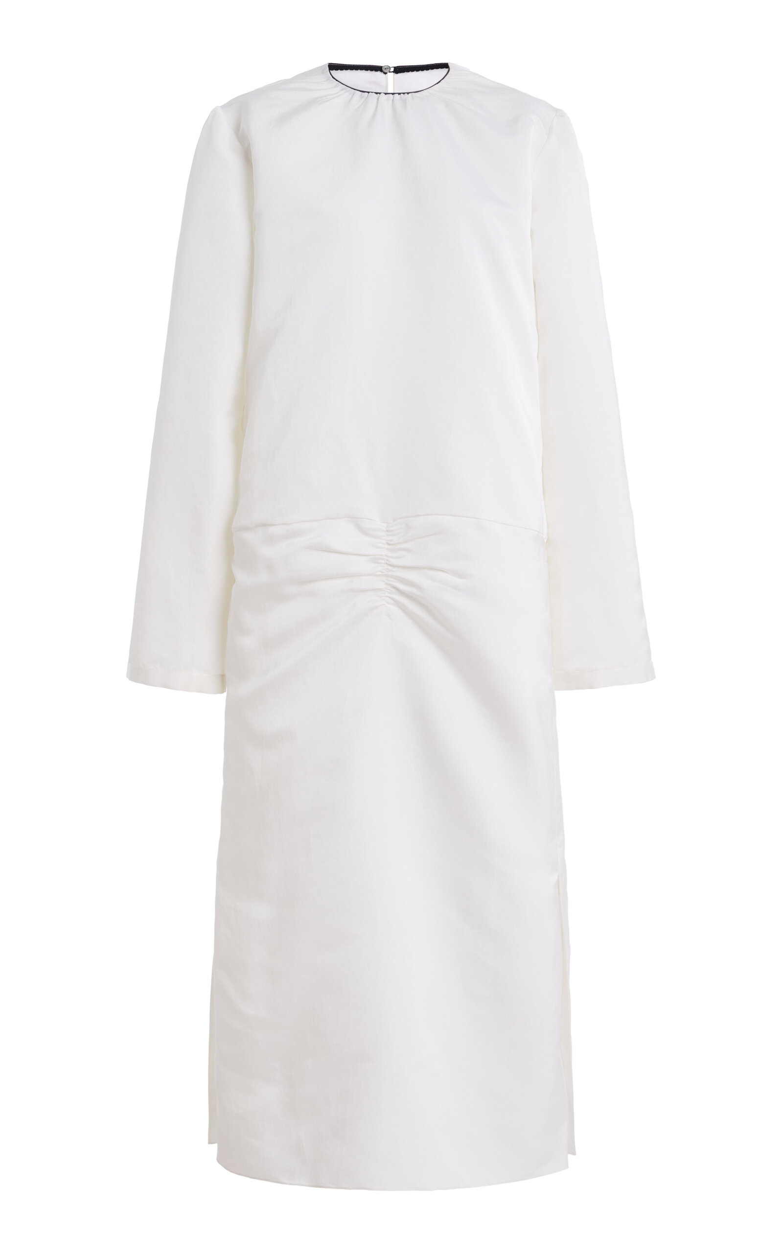 Calvin Klein Collection Gathered Silk Midi Dress In White