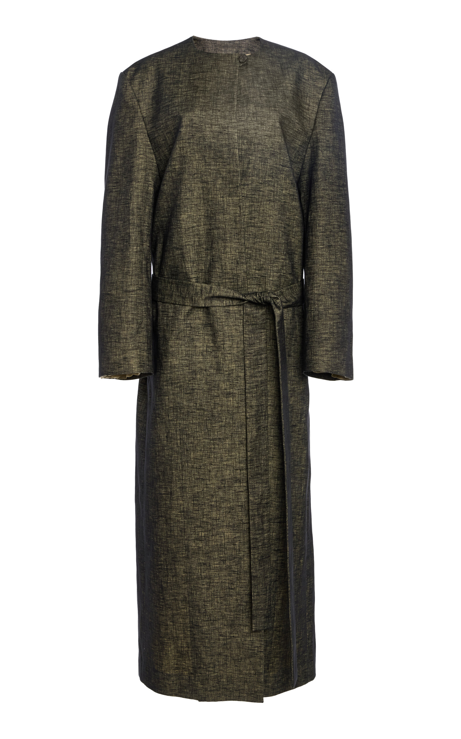 Calvin Klein Collection Lana Drop-shoulder Linen-blend Coat In Black