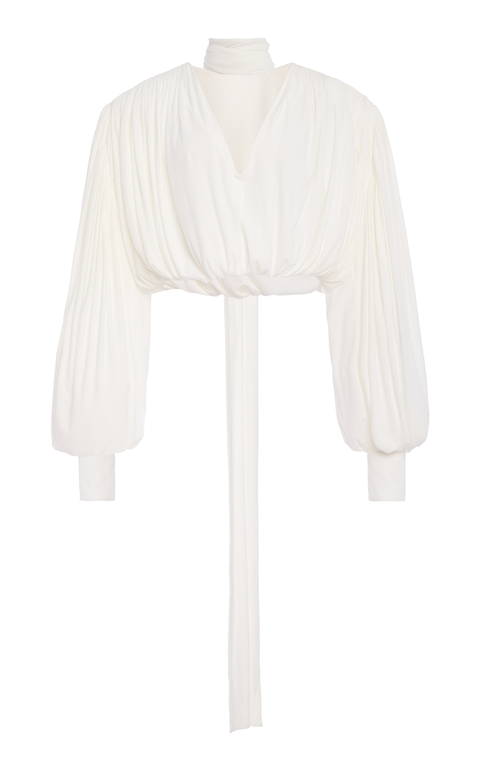 Calvin Klein Collection Lavallière Cotton-blend Top In White