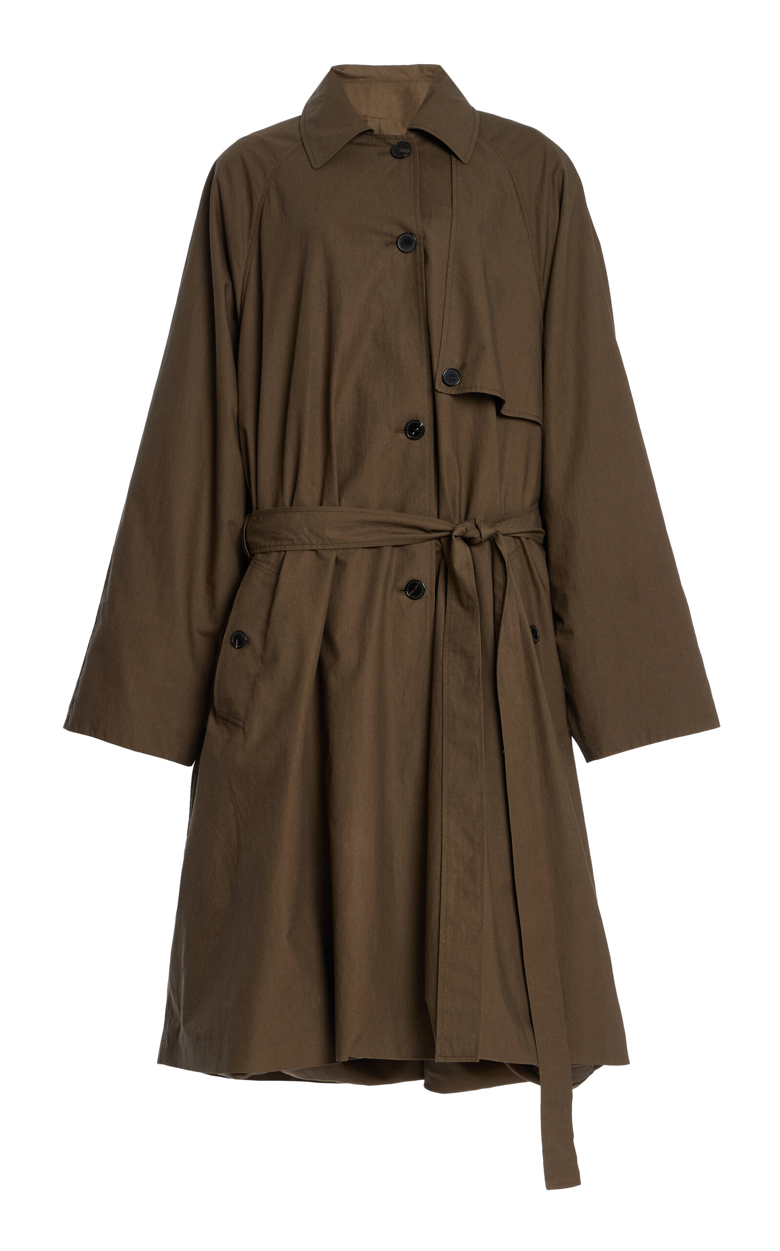 Calvin Klein Collection Zeland Oversized Cotton Trench Coat In Brown