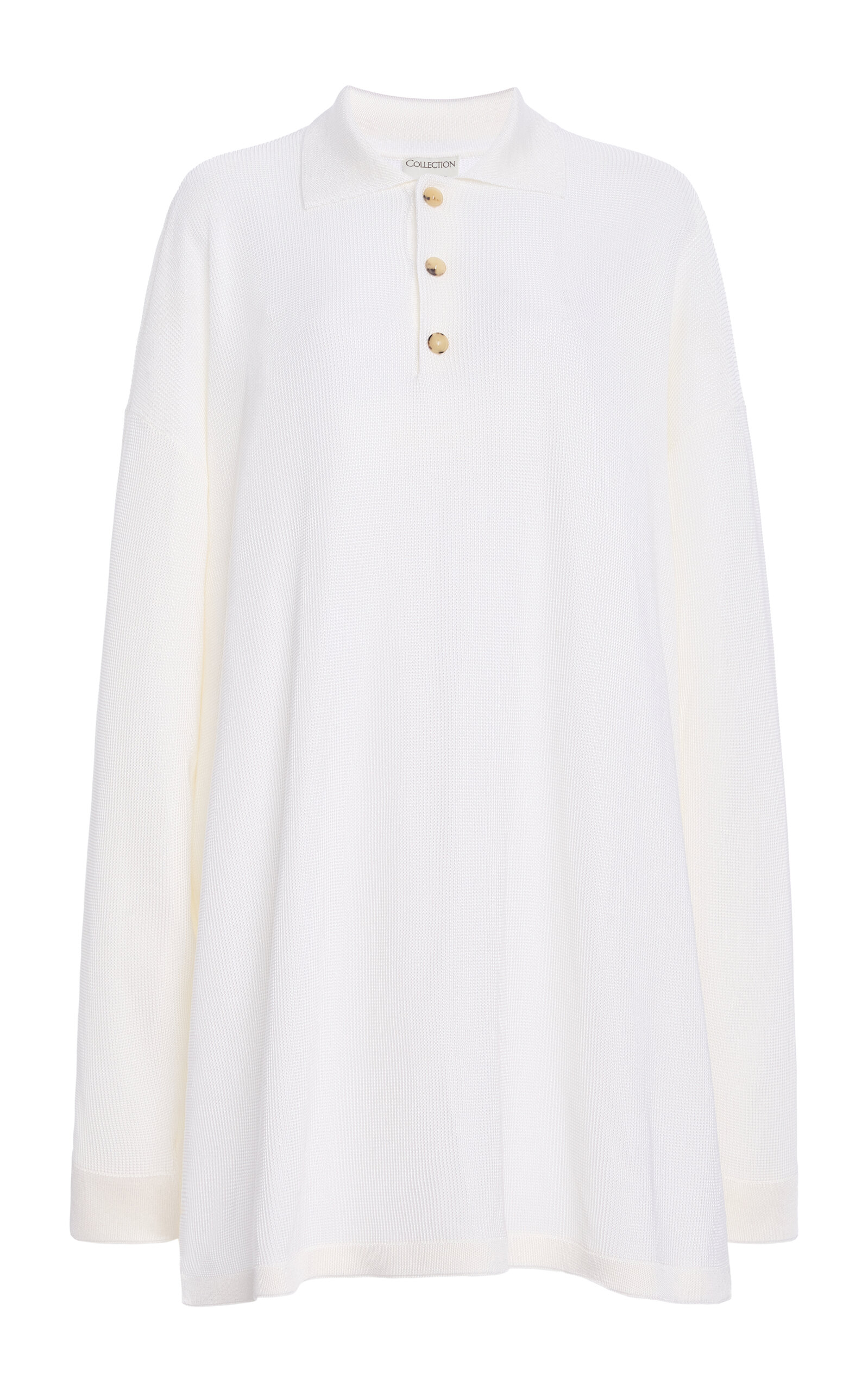 Calvin Klein Collection Oversized Knit Polo Top - White - XS