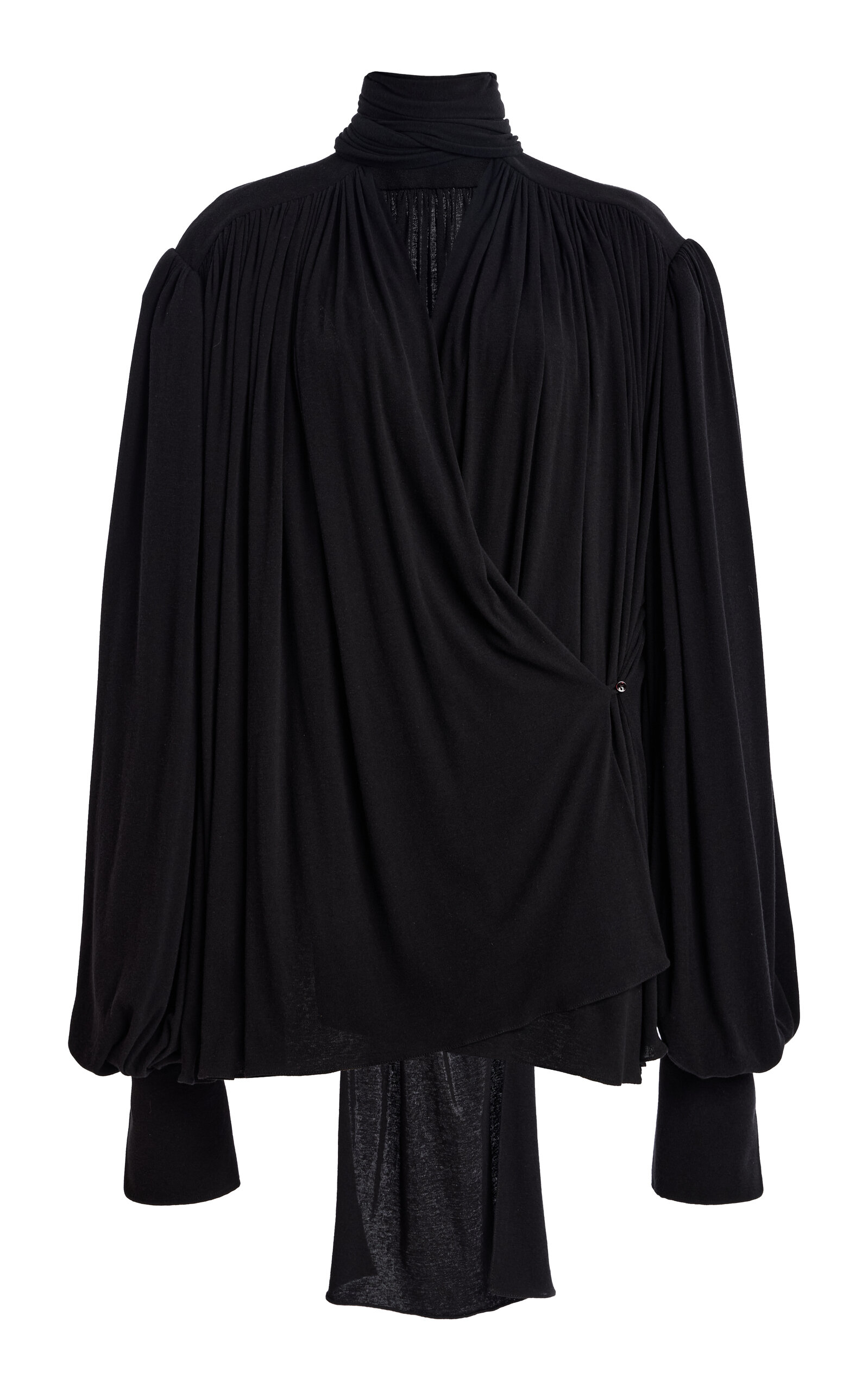 Calvin Klein Collection Xandra Lavallière Cotton-blend Blouse In Black