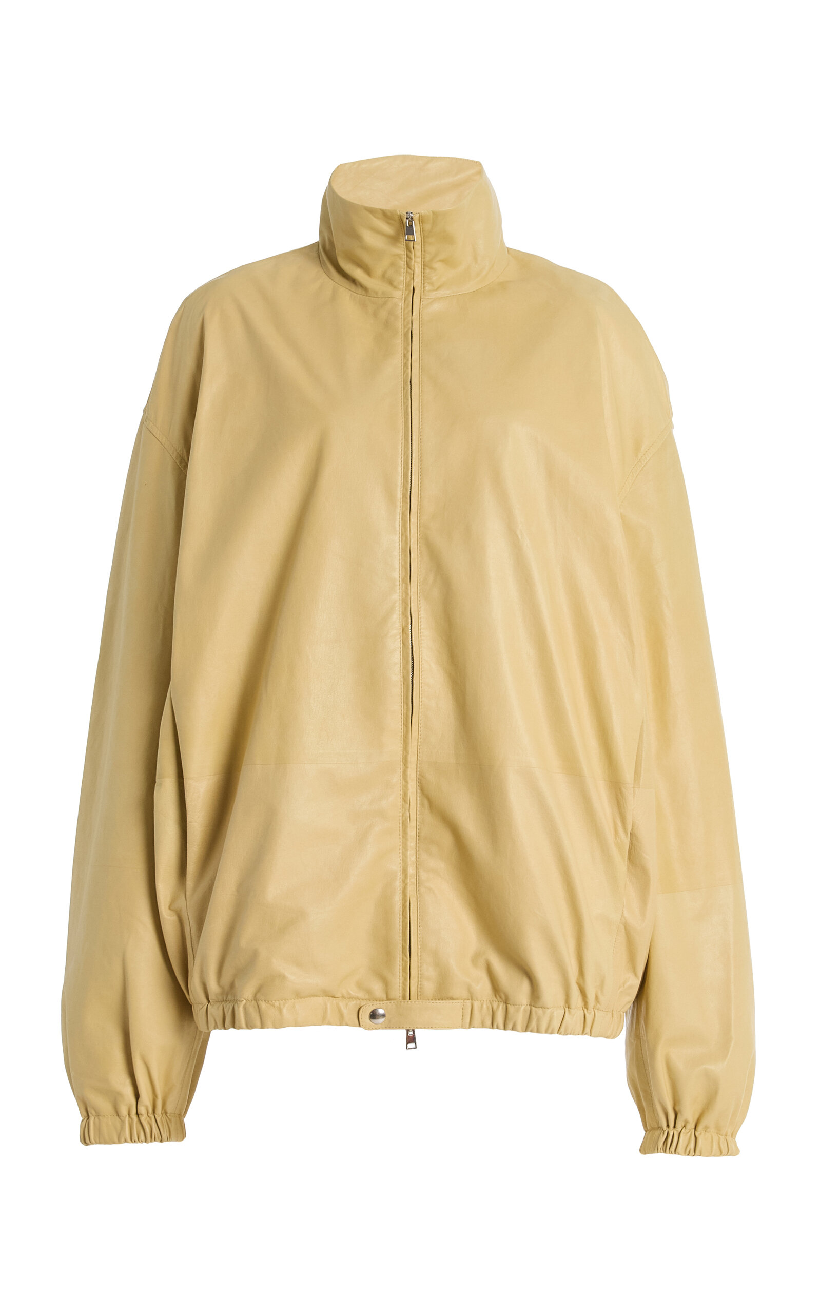 Calvin Klein Collection Bruna Stand-Collar Leather Jacket - Neutral