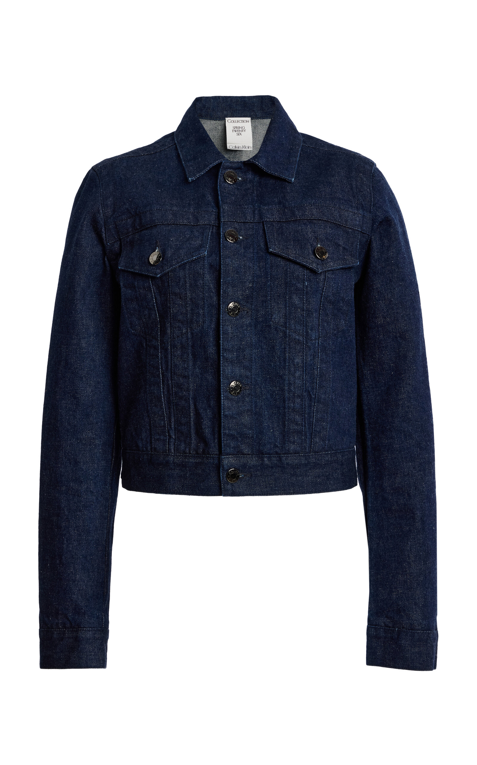 Calvin Klein Collection Lynette Cropped Denim Jacket In Blue