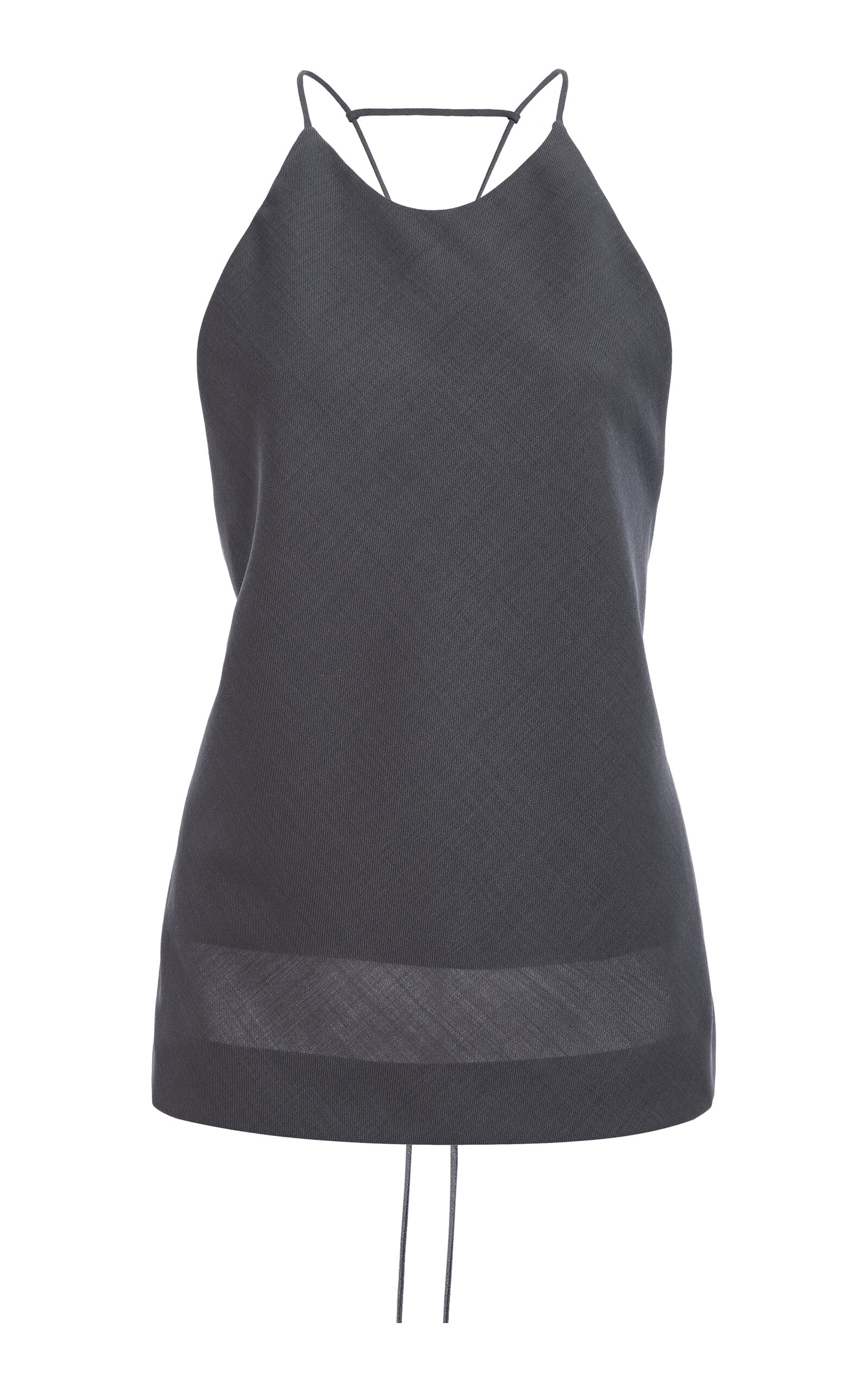 Calvin Klein Collection Augusta Halter Neck Wool Top In Gray