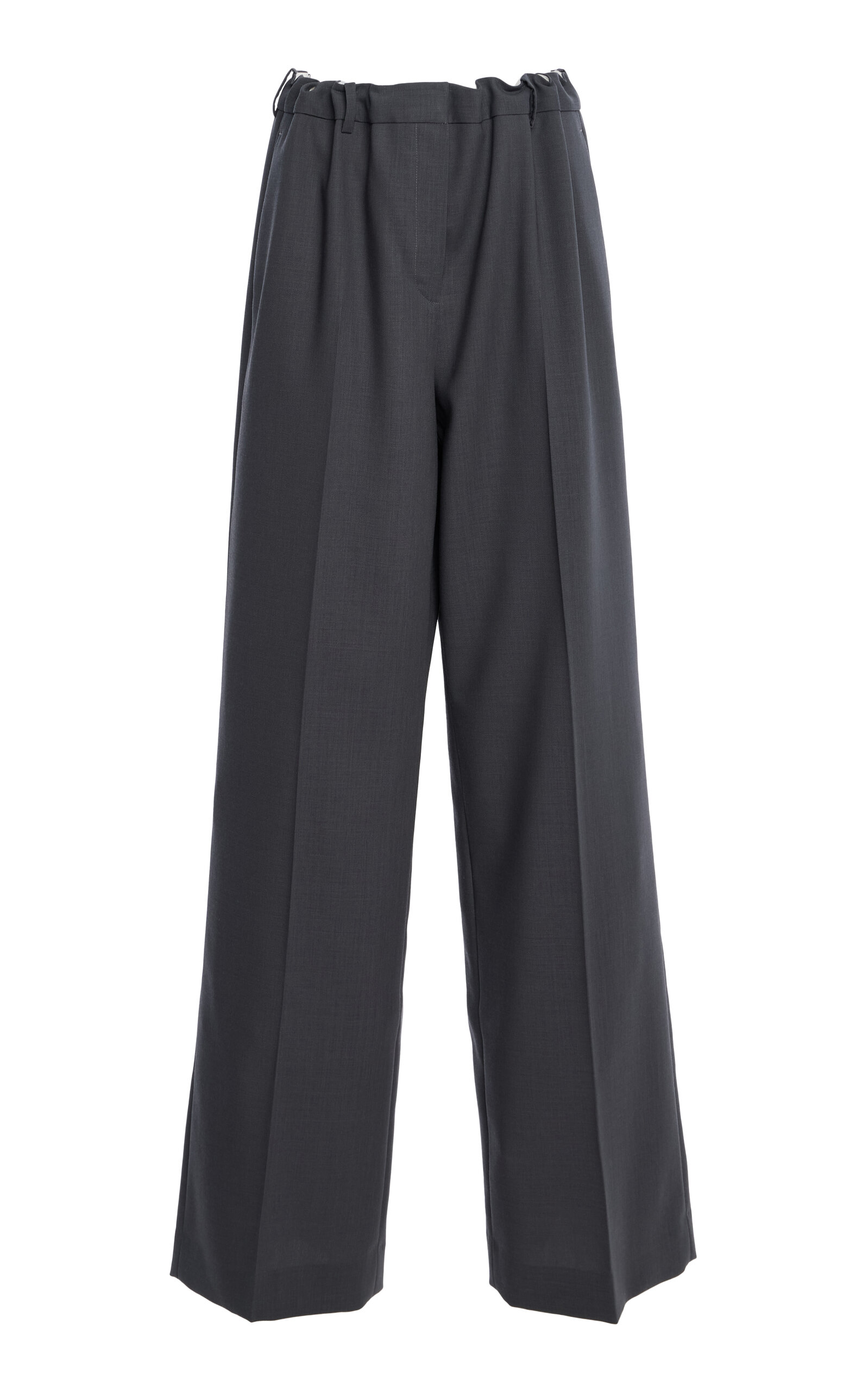 Calvin Klein Collection Fernanda Oversized Wool Straight-leg Pants In Blue