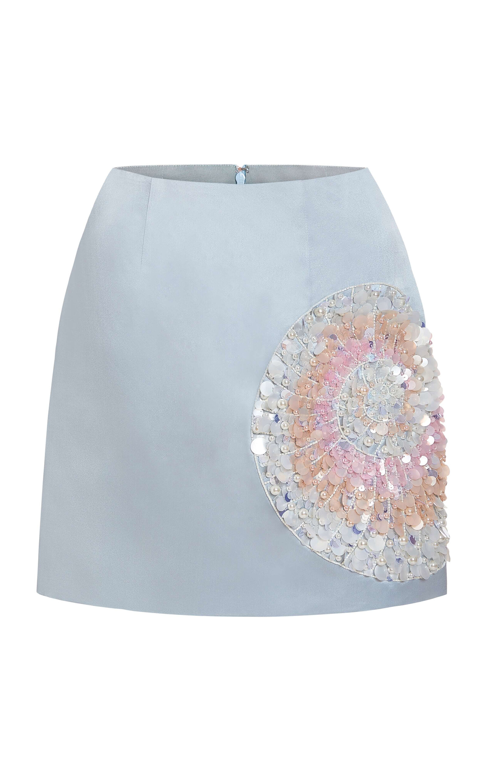 Markarian Linette Seashell-beaded Satin Mini Skirt In Blue