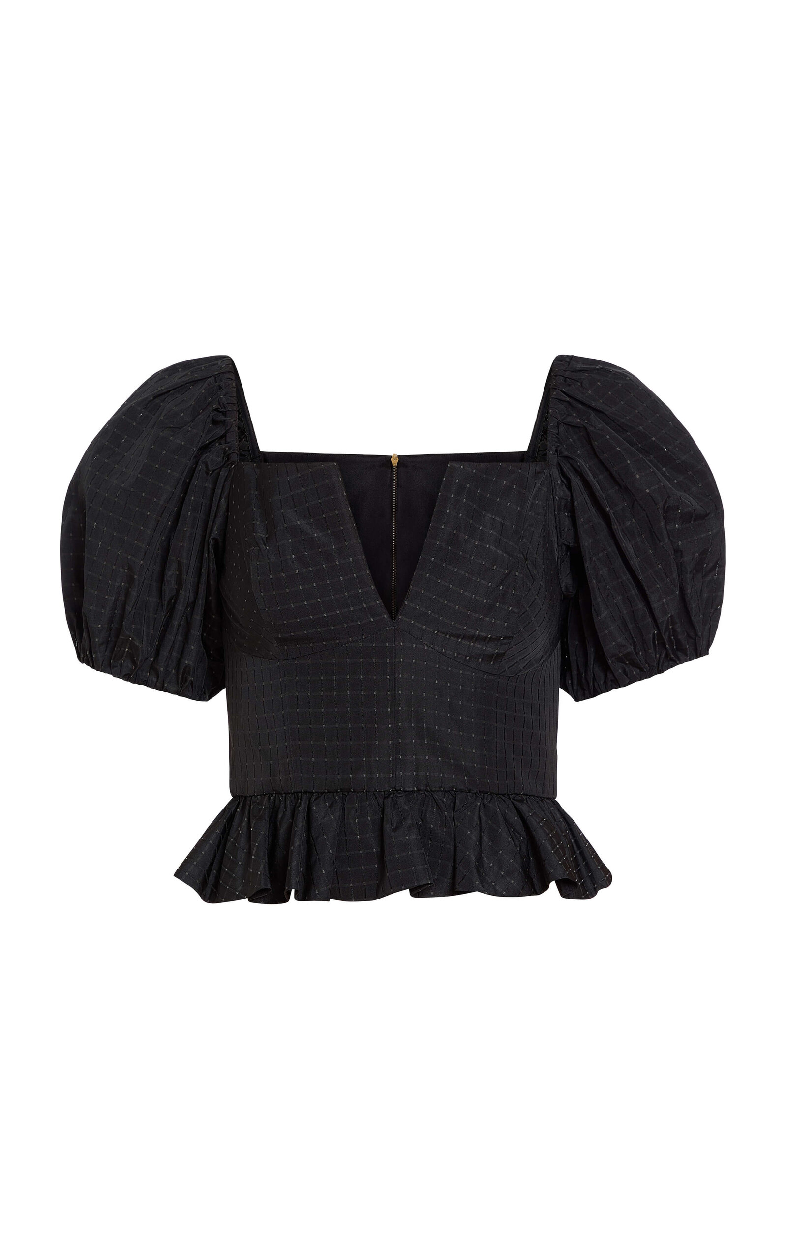 Markarian Lucia Puff Sleeve Taffeta Top - Black