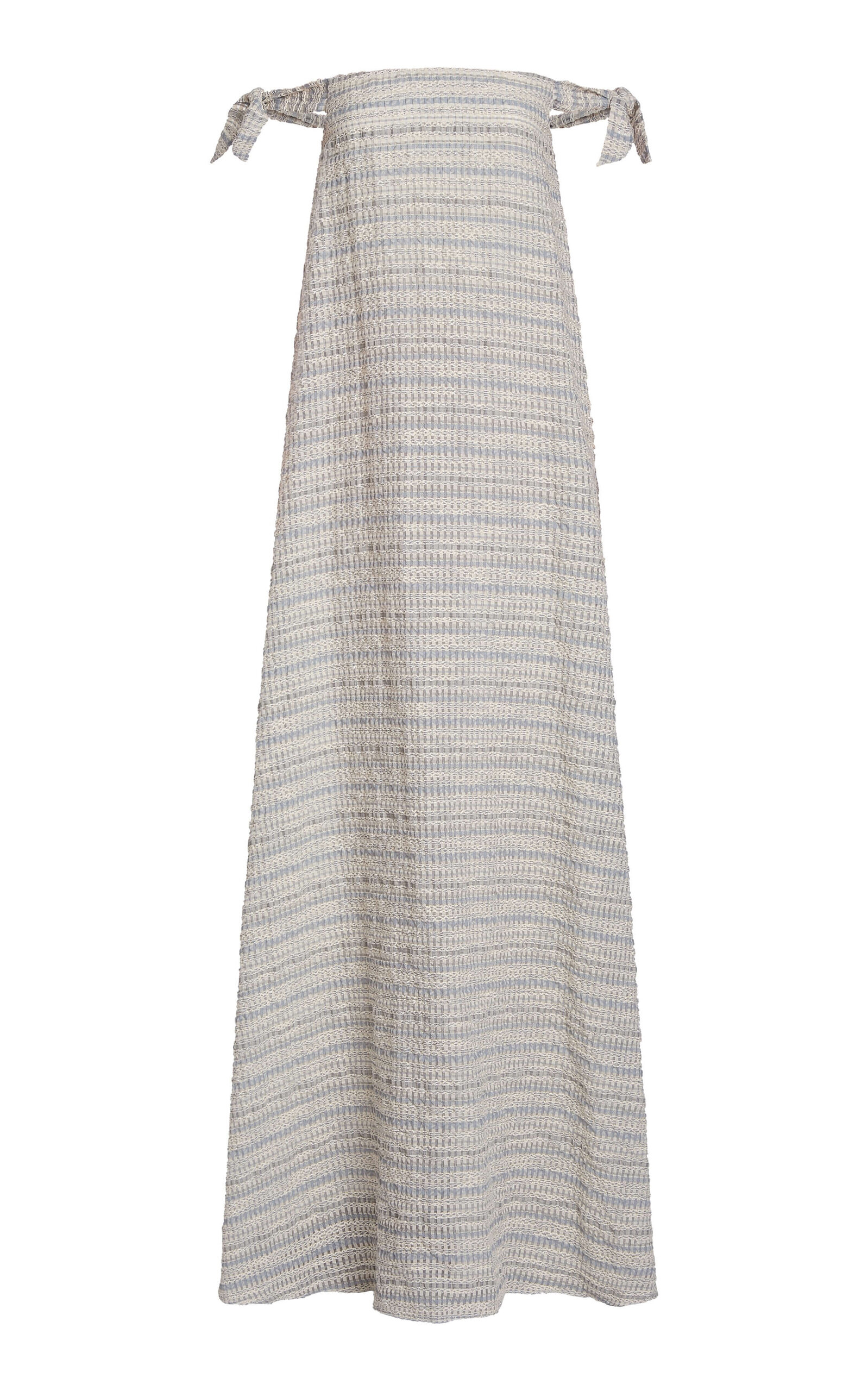 Markarian Narcissus Off-the-shoulder Striped-organza Gown In Blue