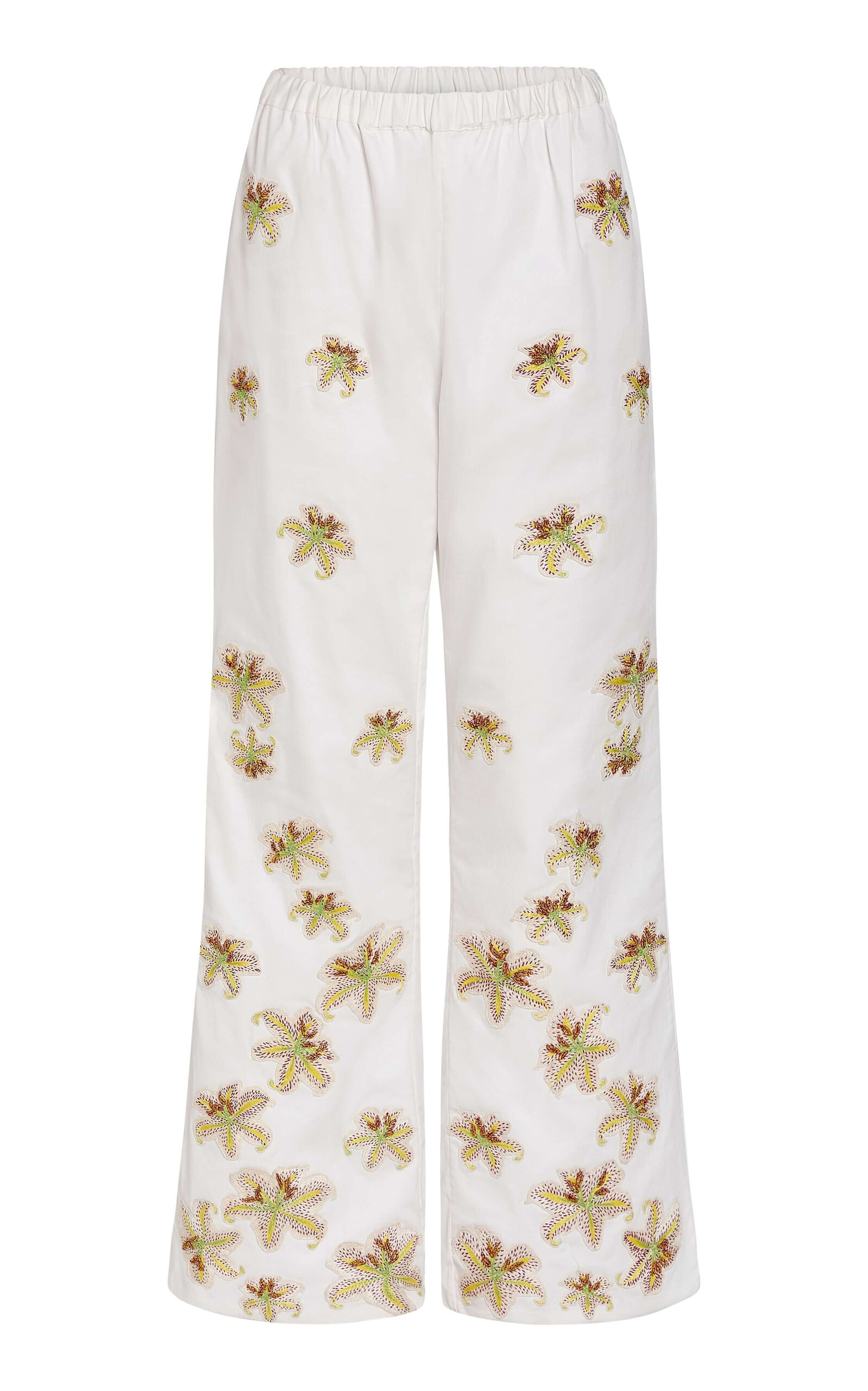 Markarian Lucille Tigerlily-Embroidered Cotton Pants - Multi