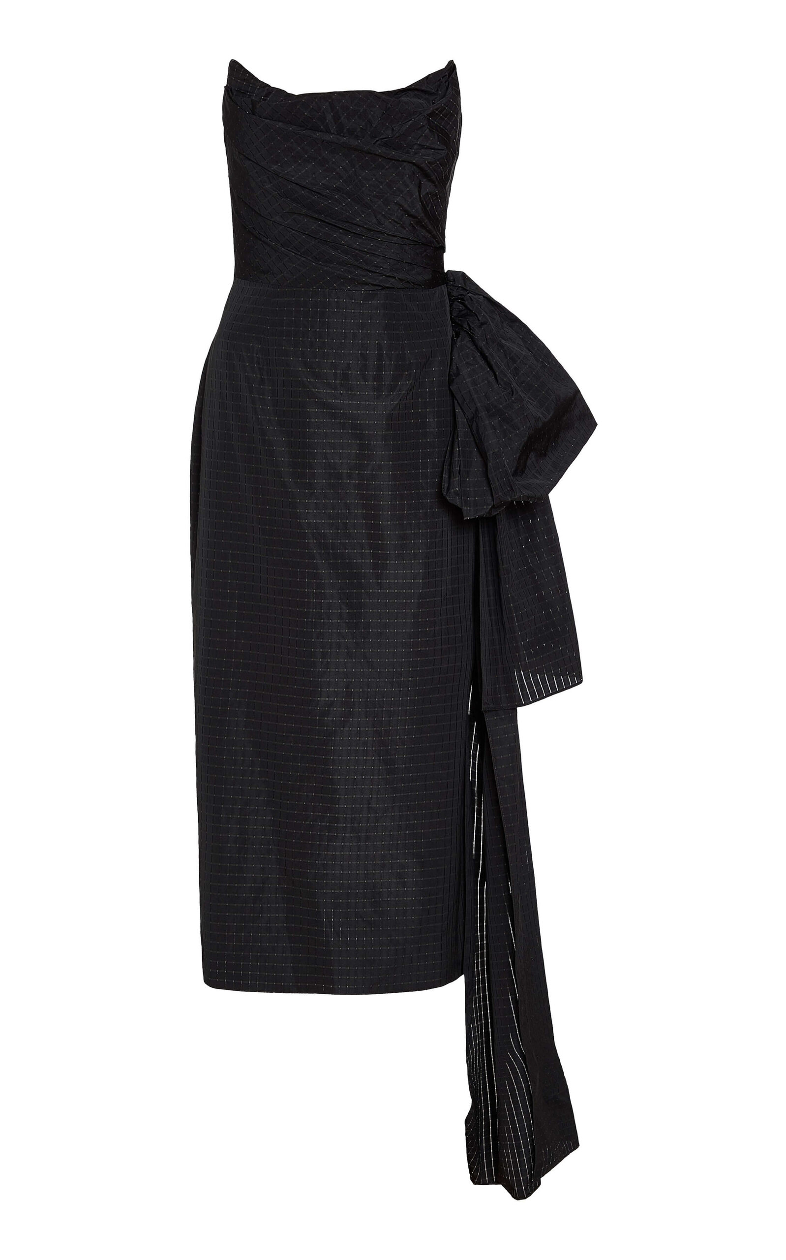 Markarian Aria Bow-detailed Taffeta Midi Dress In Black