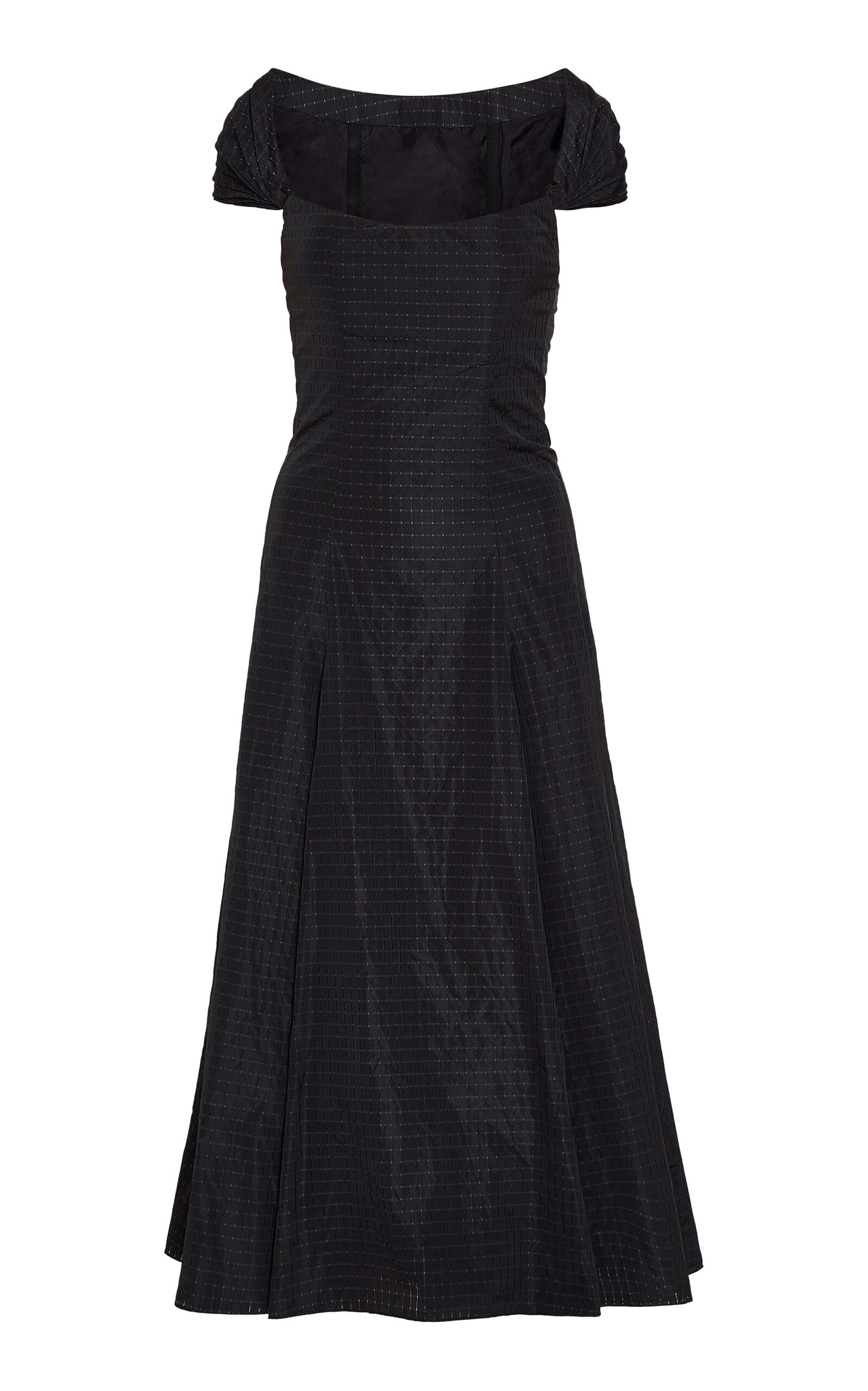 Markarian Portia Taffeta Midi Capelet Dress - Black