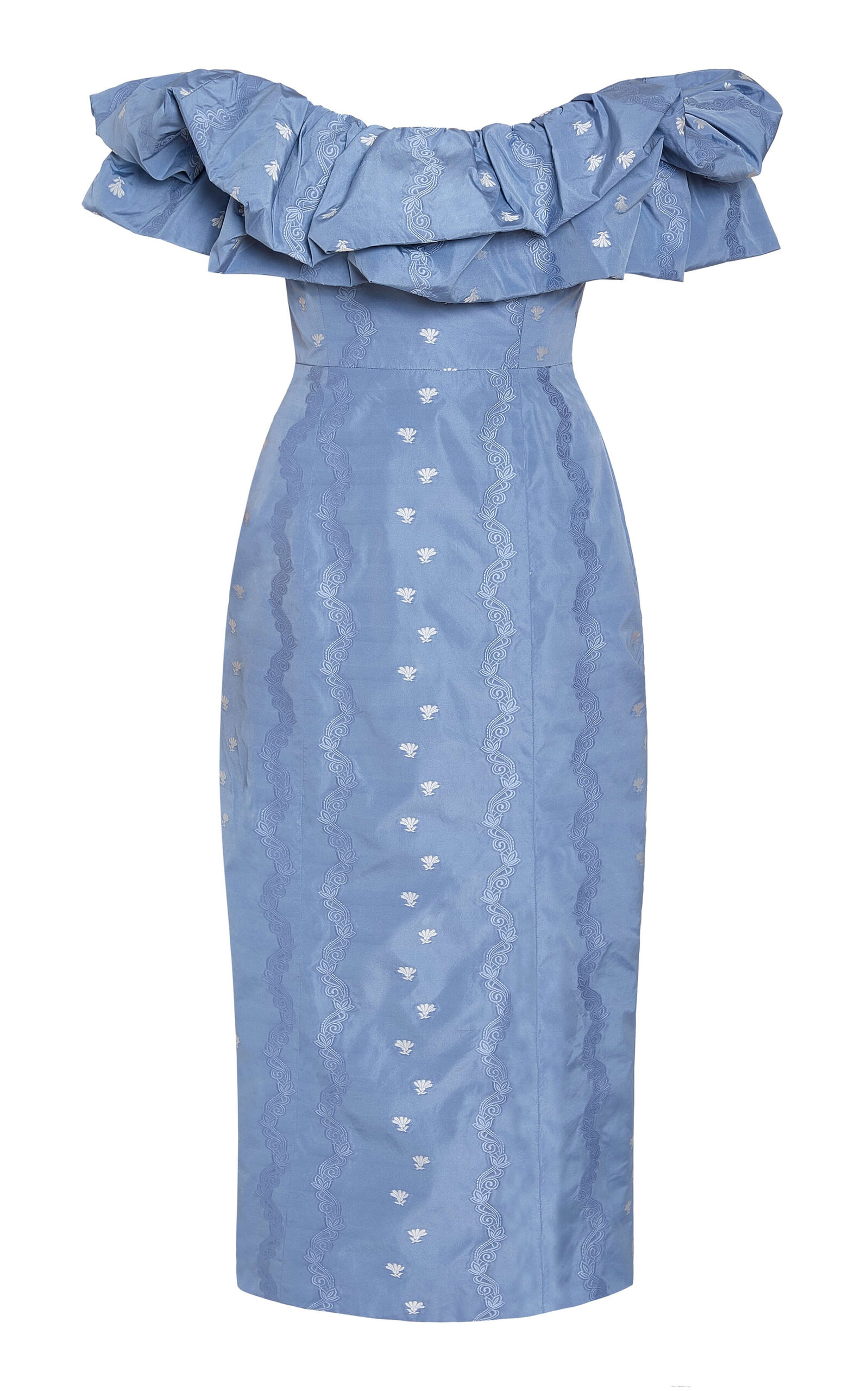 Markarian Polly Off-the-shoulder Ruffled Taffeta Midi Dress In Animal Print