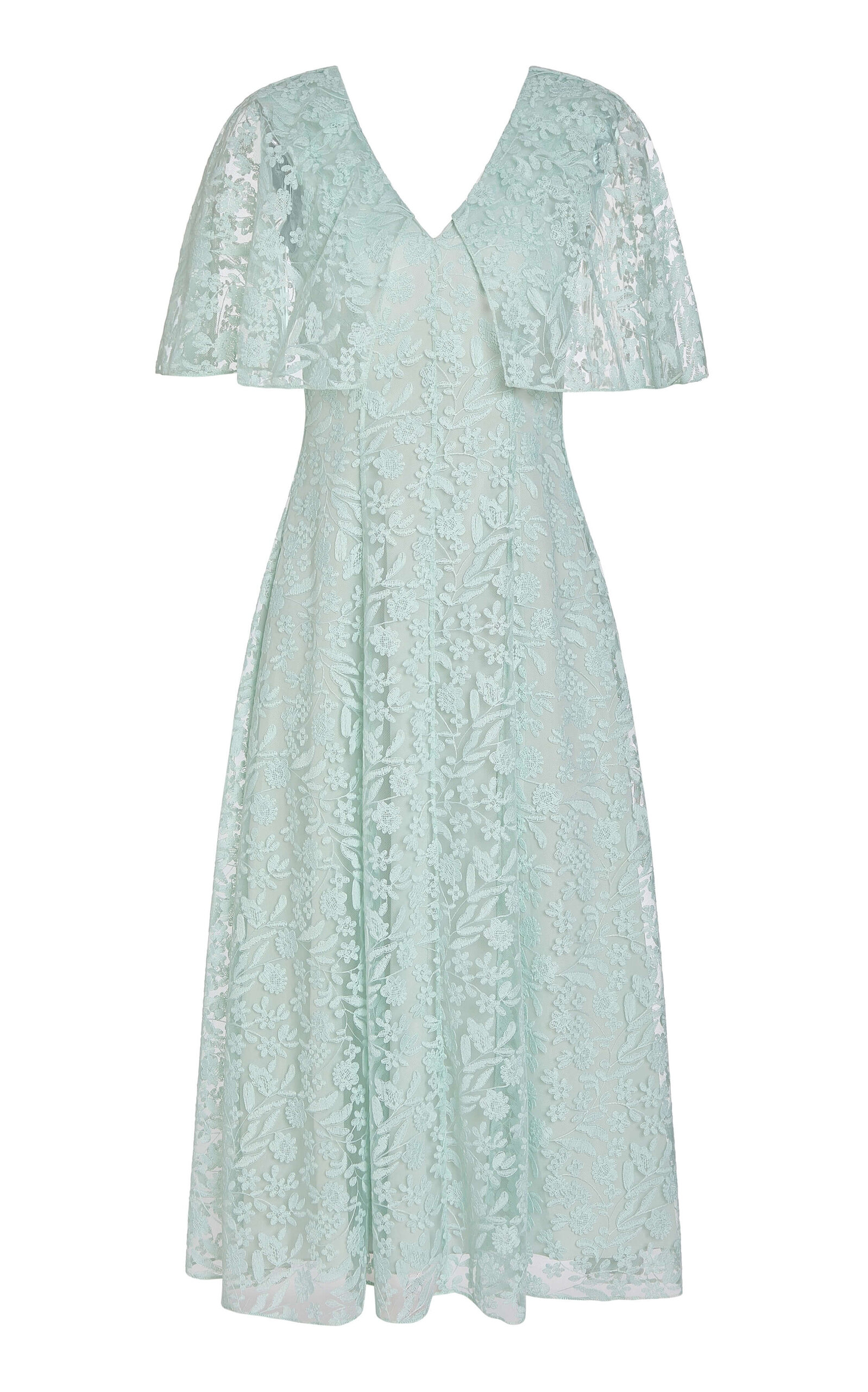 Markarian Marina Lace Midi Capelet Dress - Green