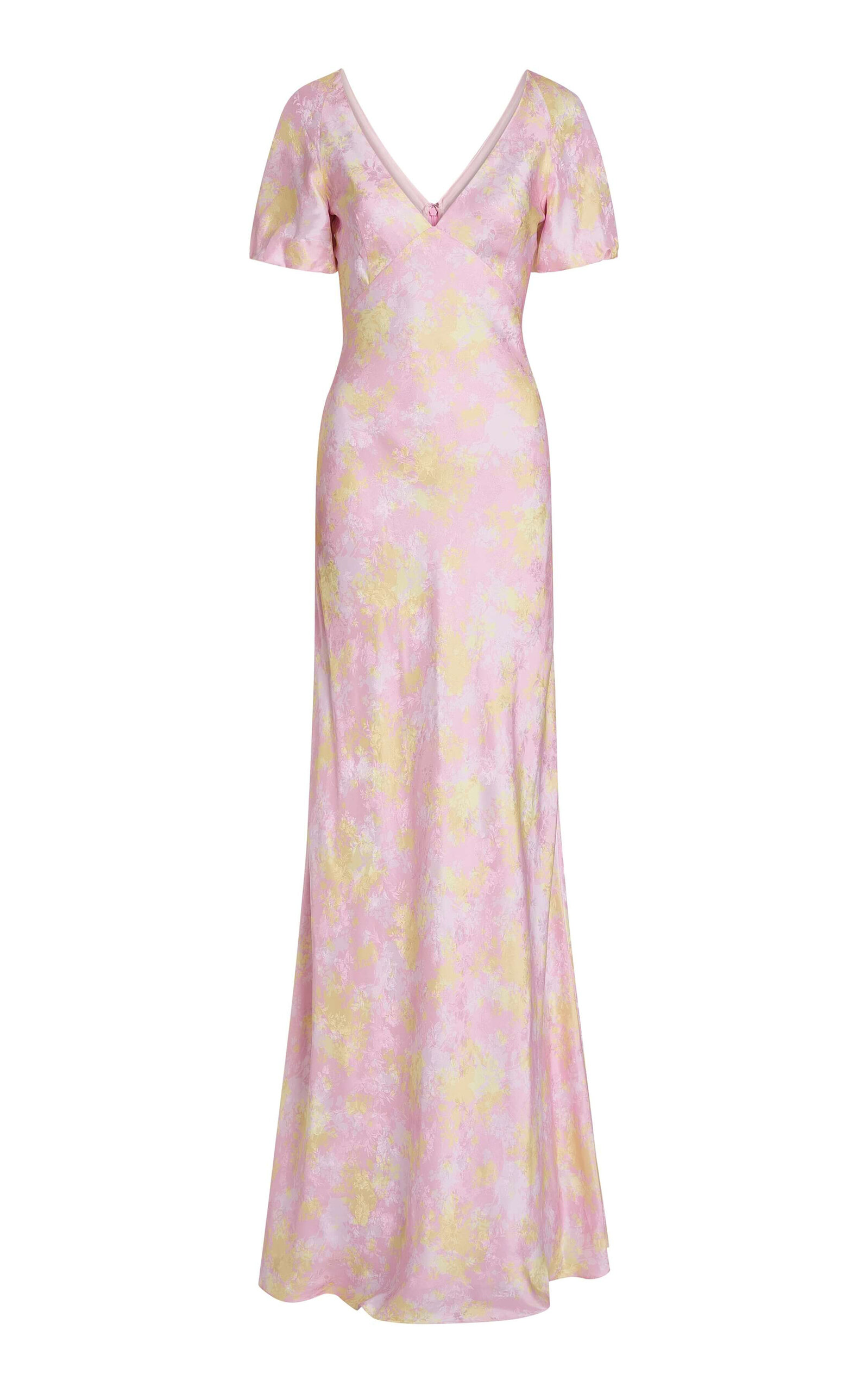 Markarian Lilou Puff-sleeve Satin Gown In Multi