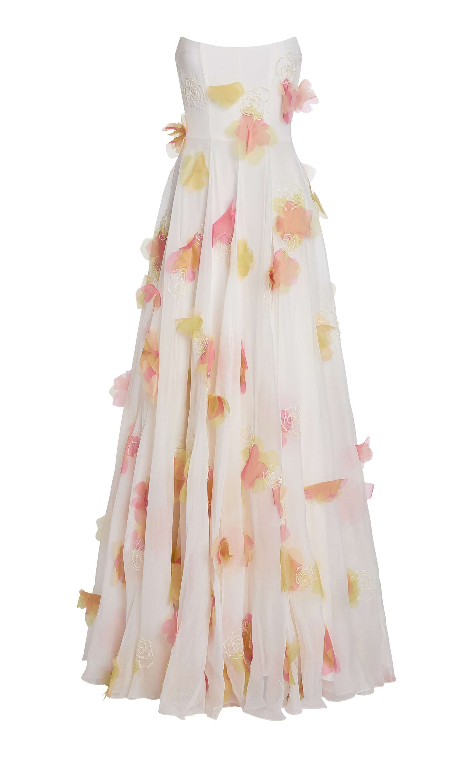 Markarian Laila Floral-appliquéd Beaded Organza Gown In Neutral