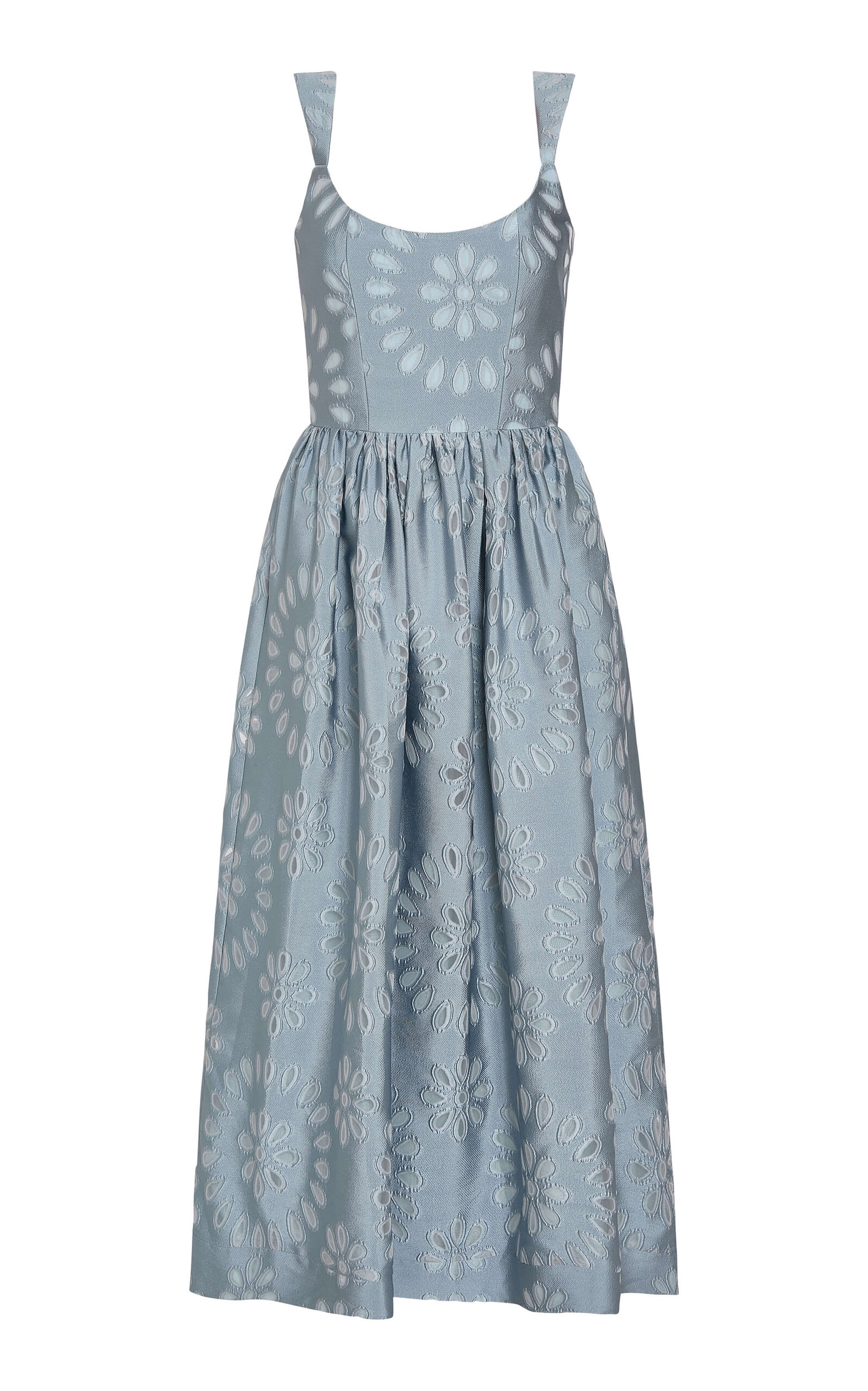 Markarian Apple Burnout Corset Midi Dress In Blue
