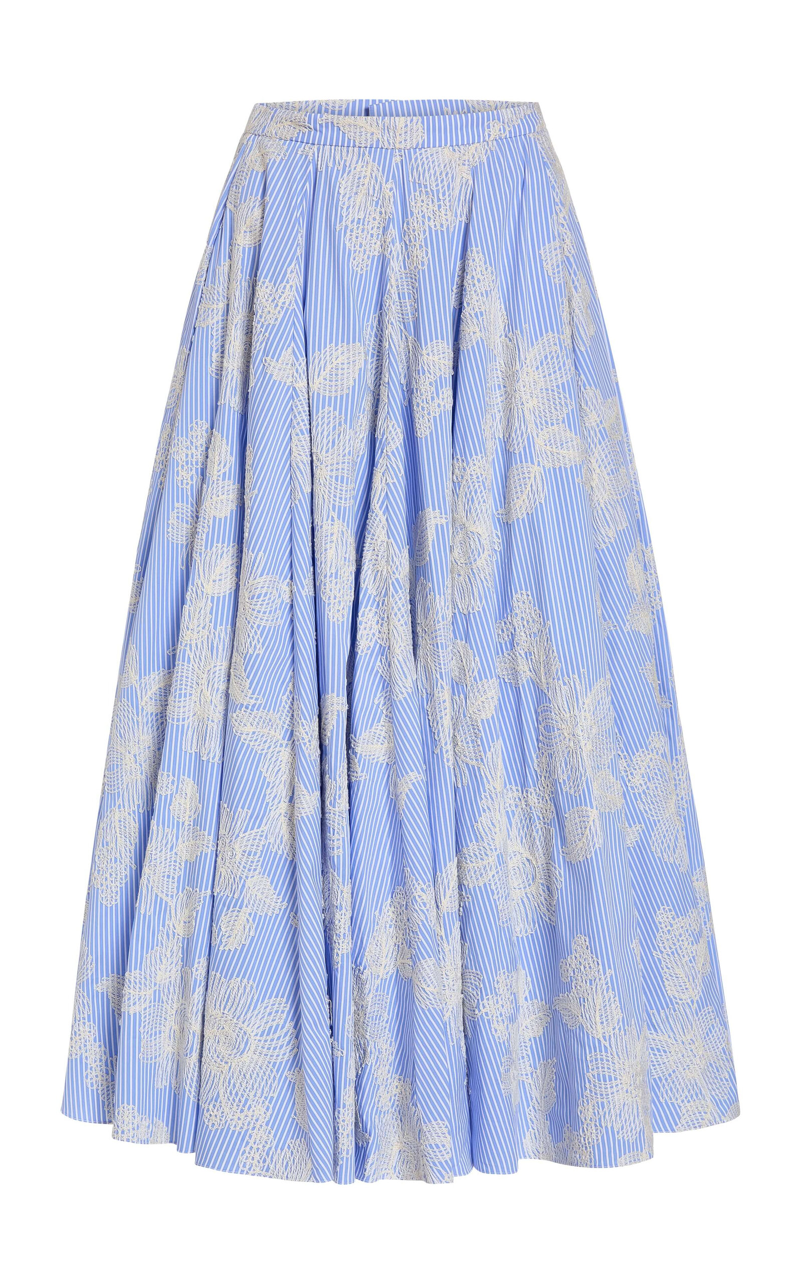 Markarian Soleil Embroidered Cotton-Blend Full Skirt - Multi