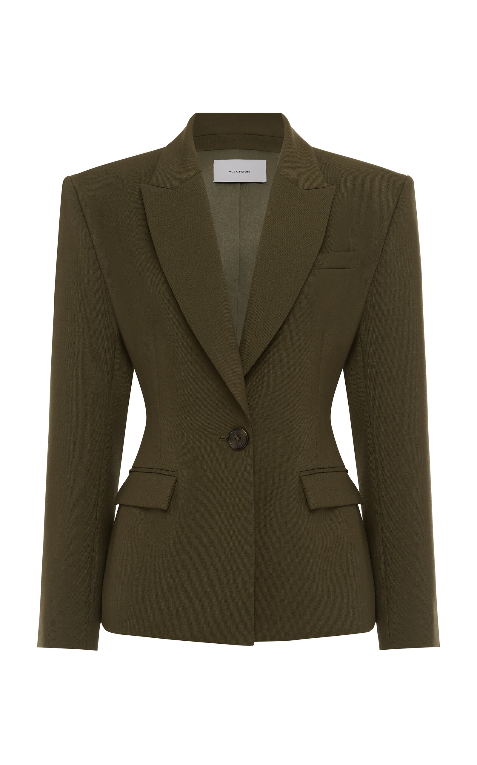 Alex Perry - Single-Breasted Virgin-Wool Blazer - Olive - UK 6 - Only At Moda Operandi