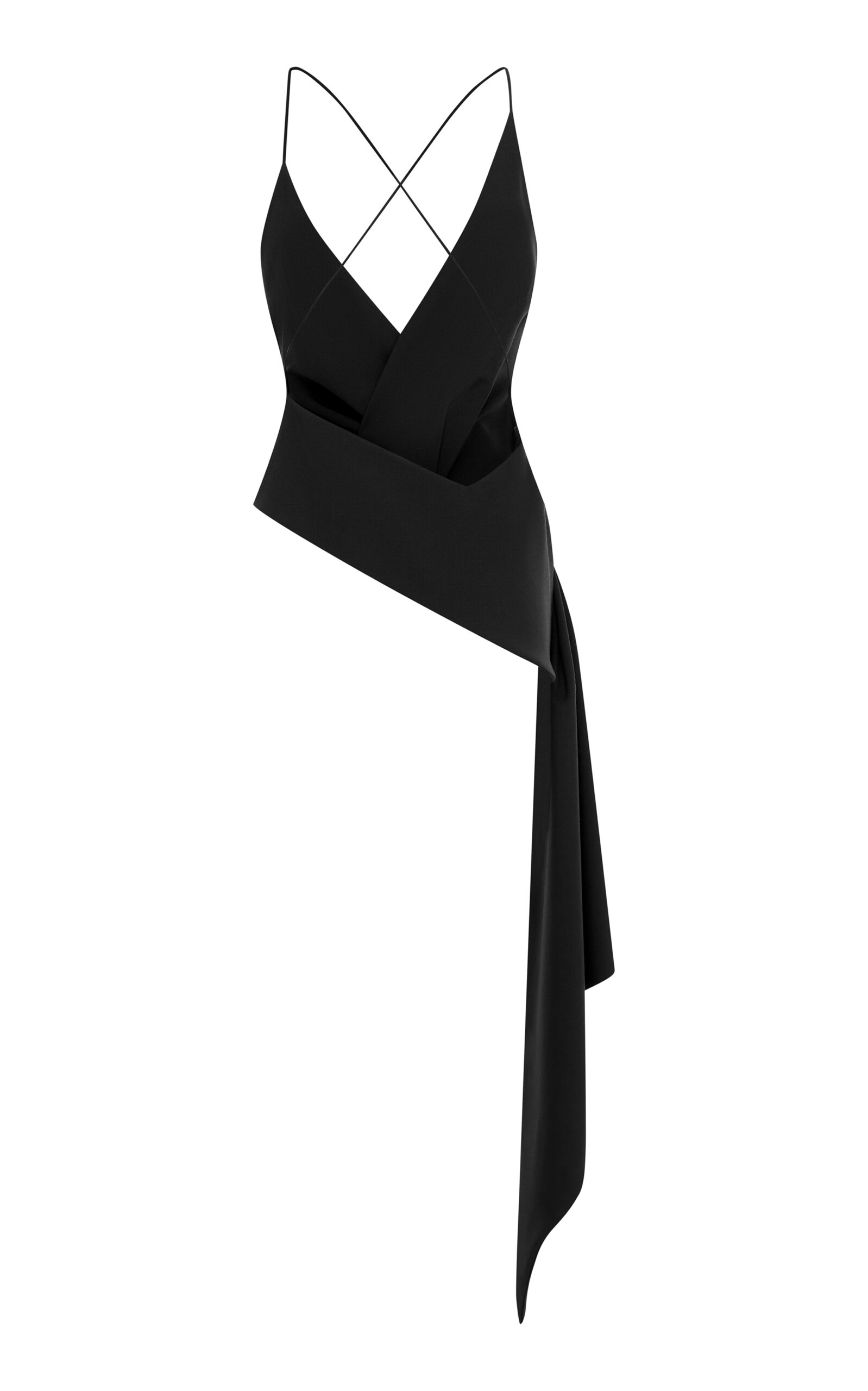 Alex Perry Asymmetric Silk-georgette Wrap Top In Black