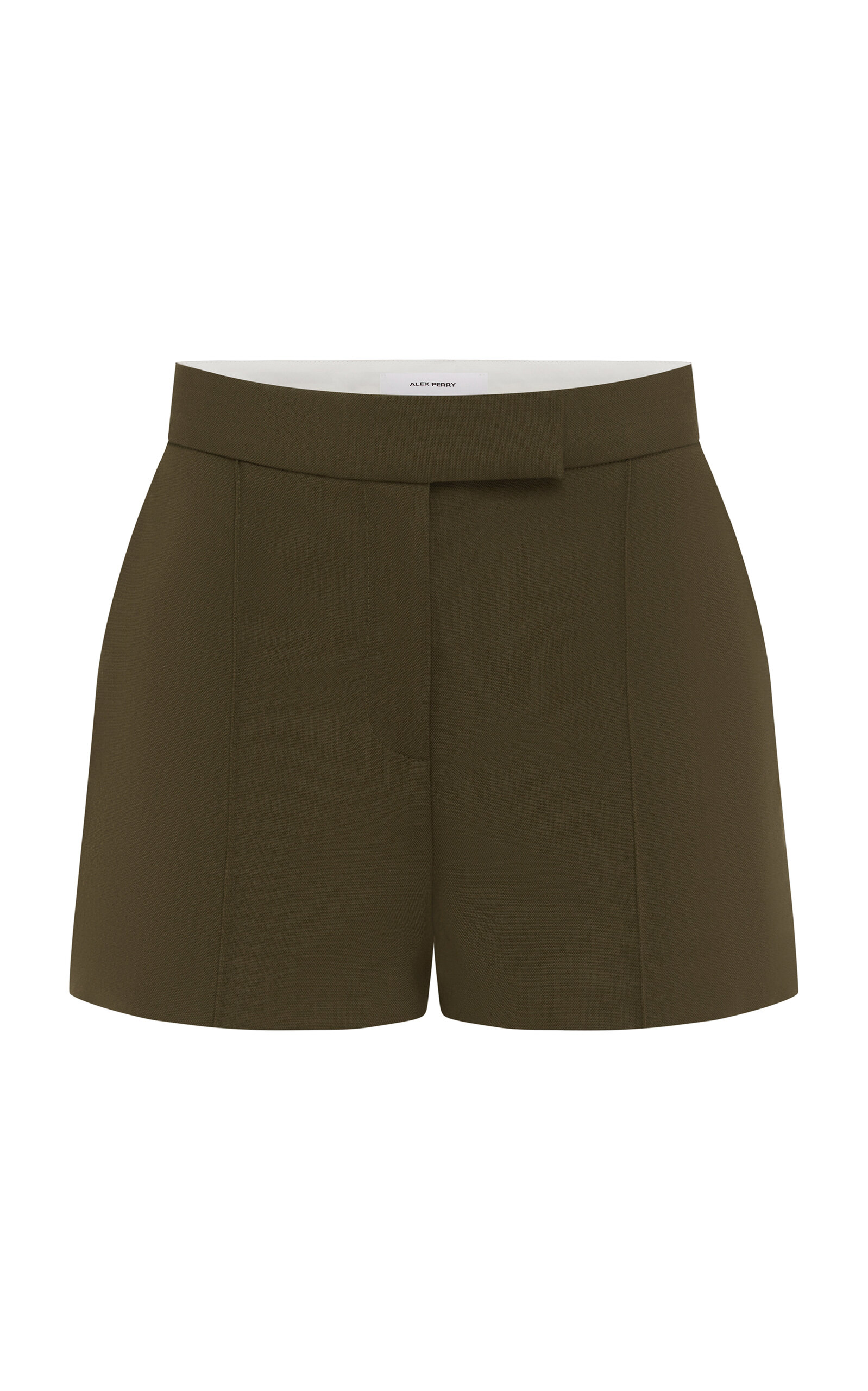 Alex Perry Low-rise Virgin-wool Shorts In Green