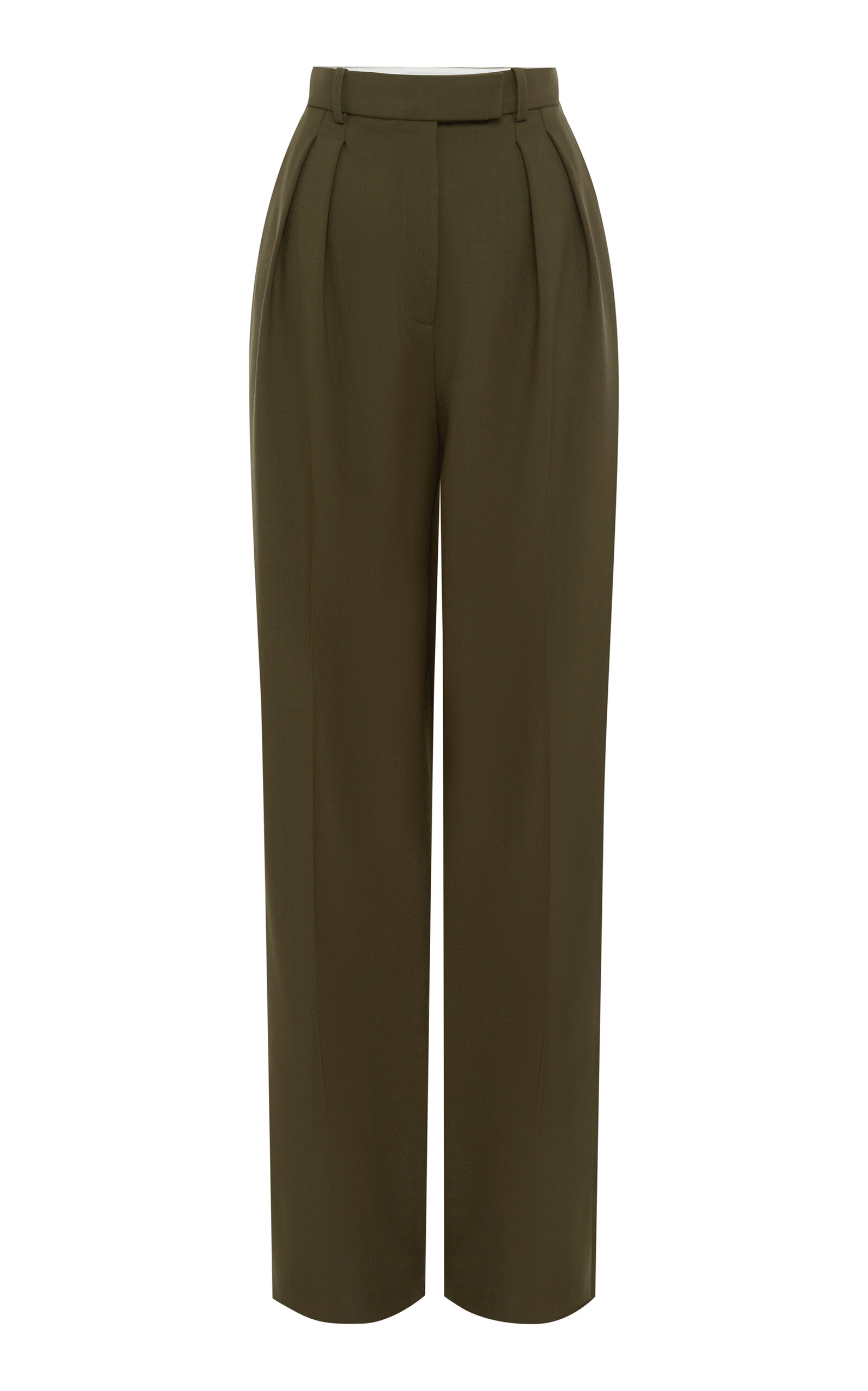 Alex Perry Tailored Virgin-wool Straight-leg Pants In Green