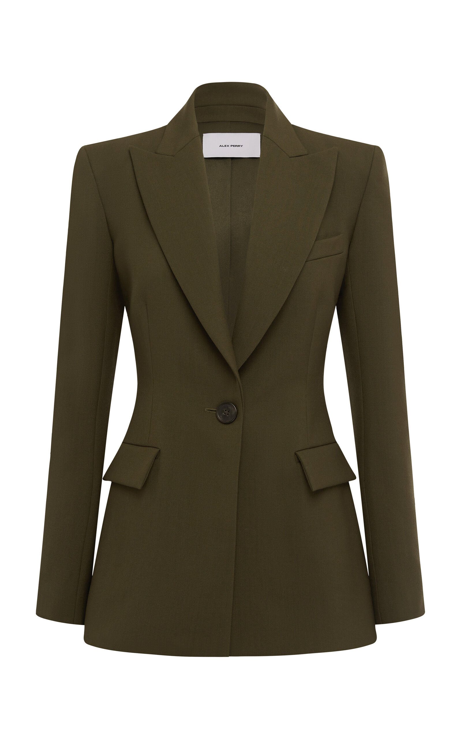 Alex Perry Single-breasted Virgin-wool Blazer In Green
