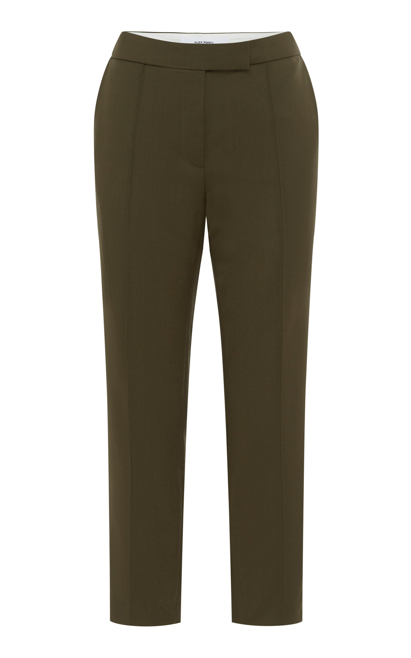Alex Perry Cropped Virgin-Wool Straight-Leg Pants - Olive