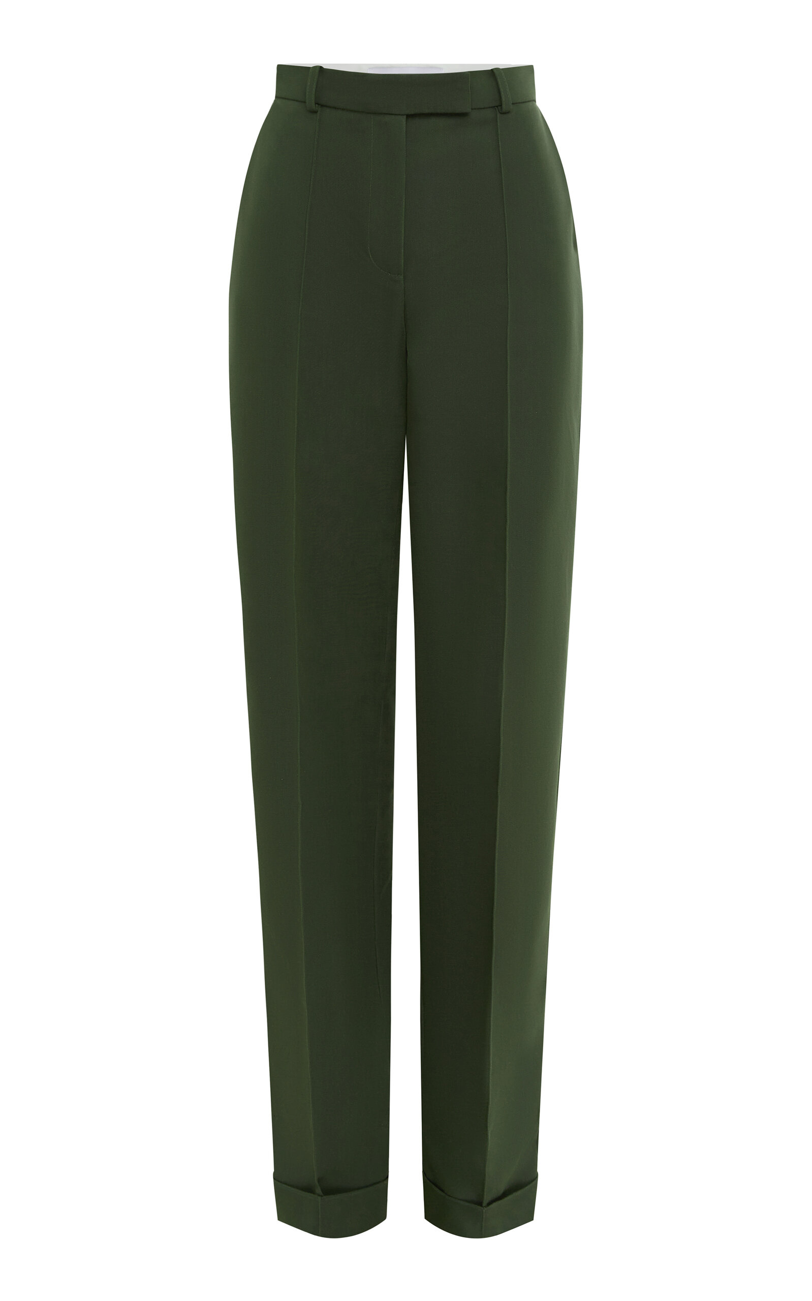 Alex Perry Cuffed Cotton-blend Wide-leg Pants In Green
