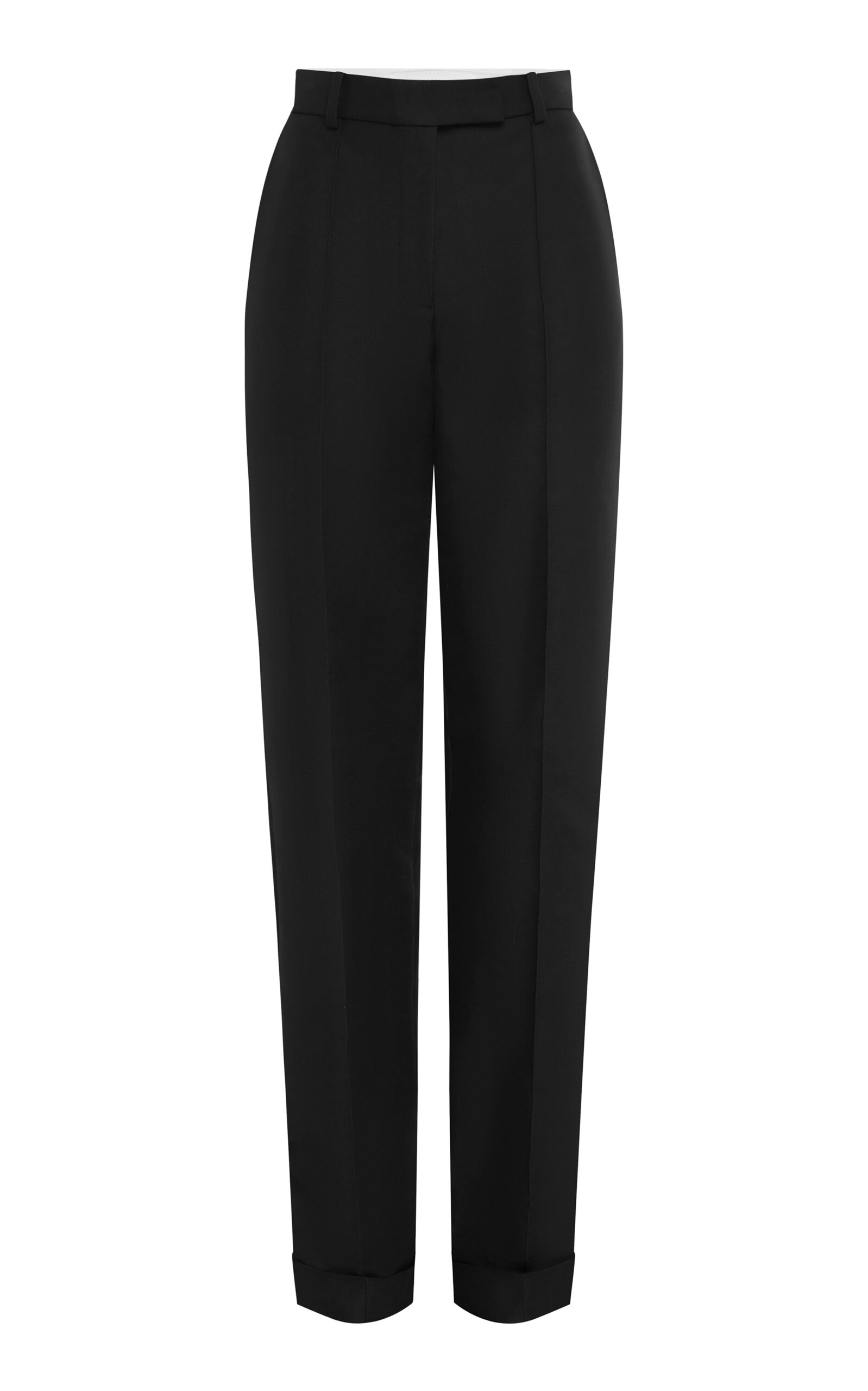 Alex Perry Cuffed Cotton-blend Wide-leg Pants In Black