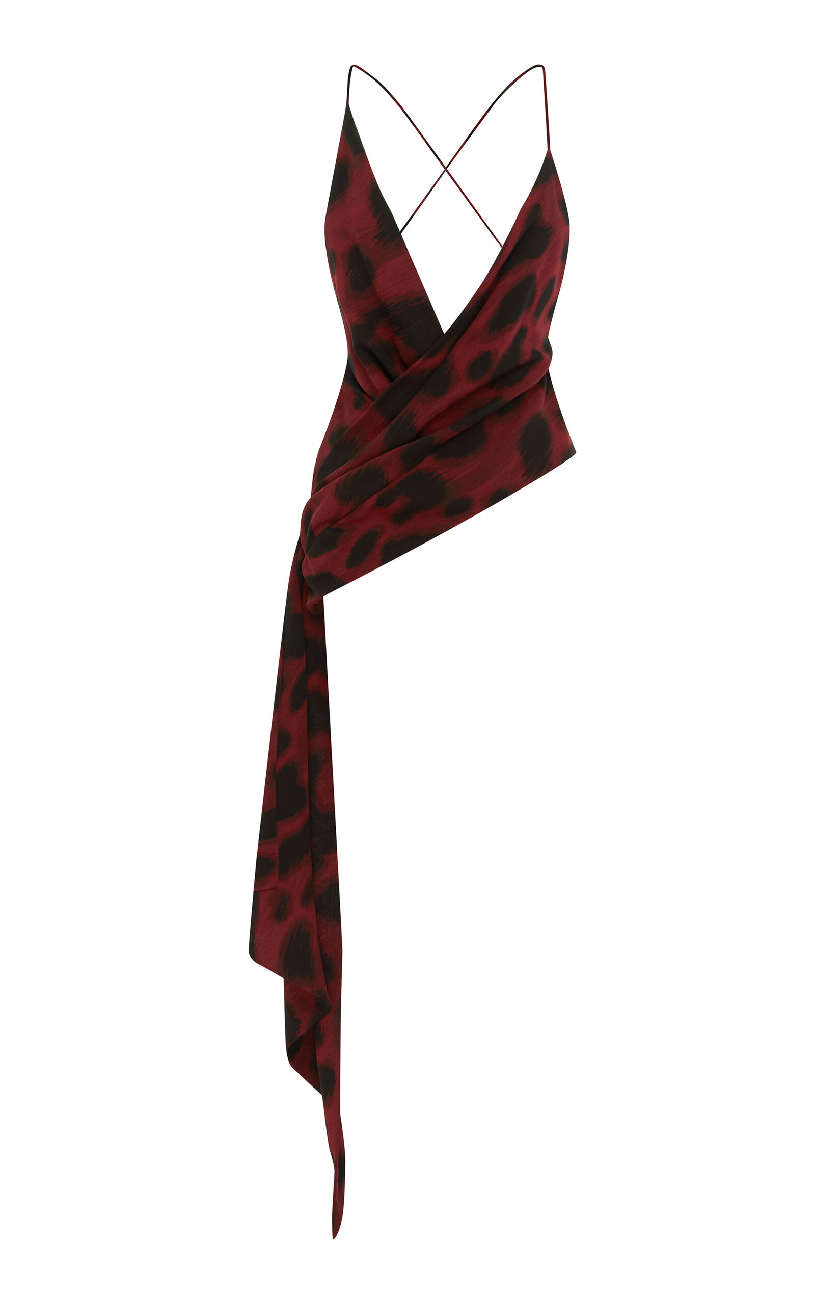 Alex Perry Printed Silk-georgette Wrap Top In Red