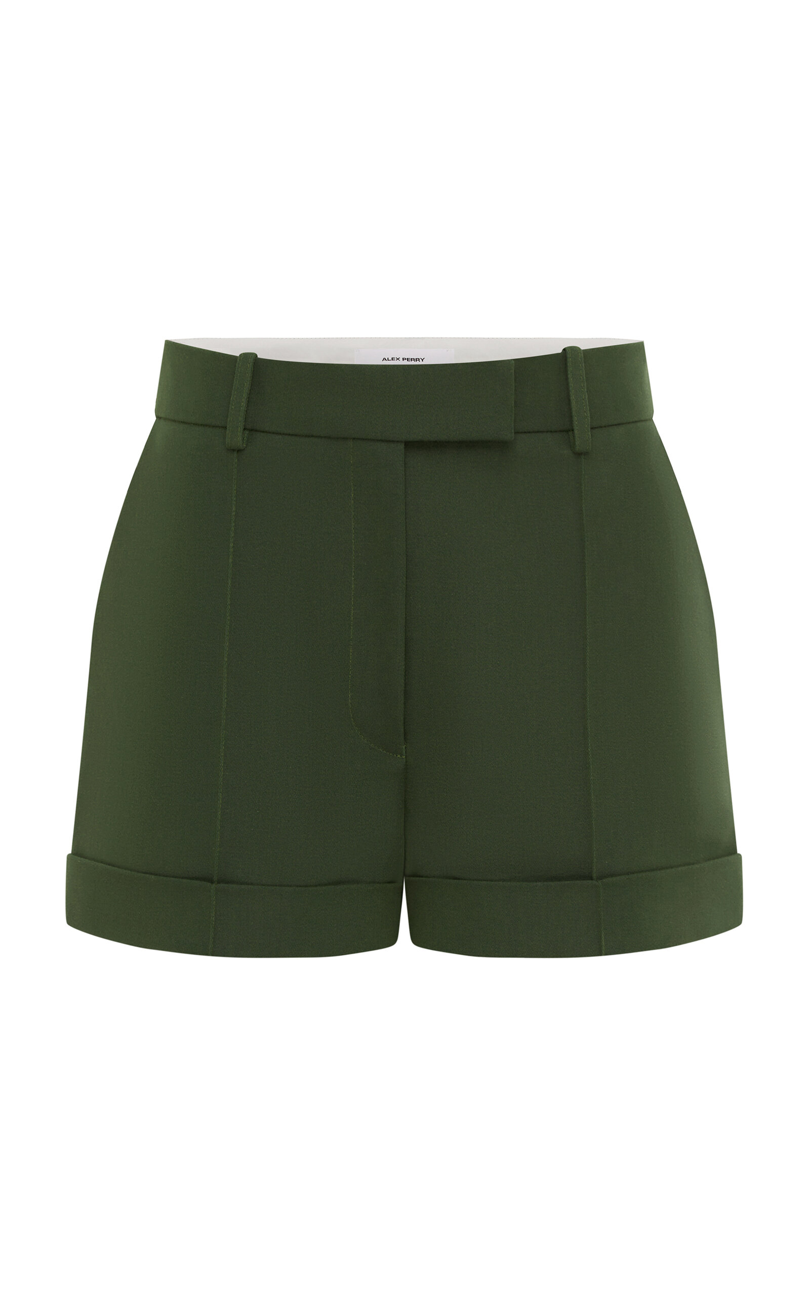 Alex Perry Cuffed Cotton-blend Shorts In Green