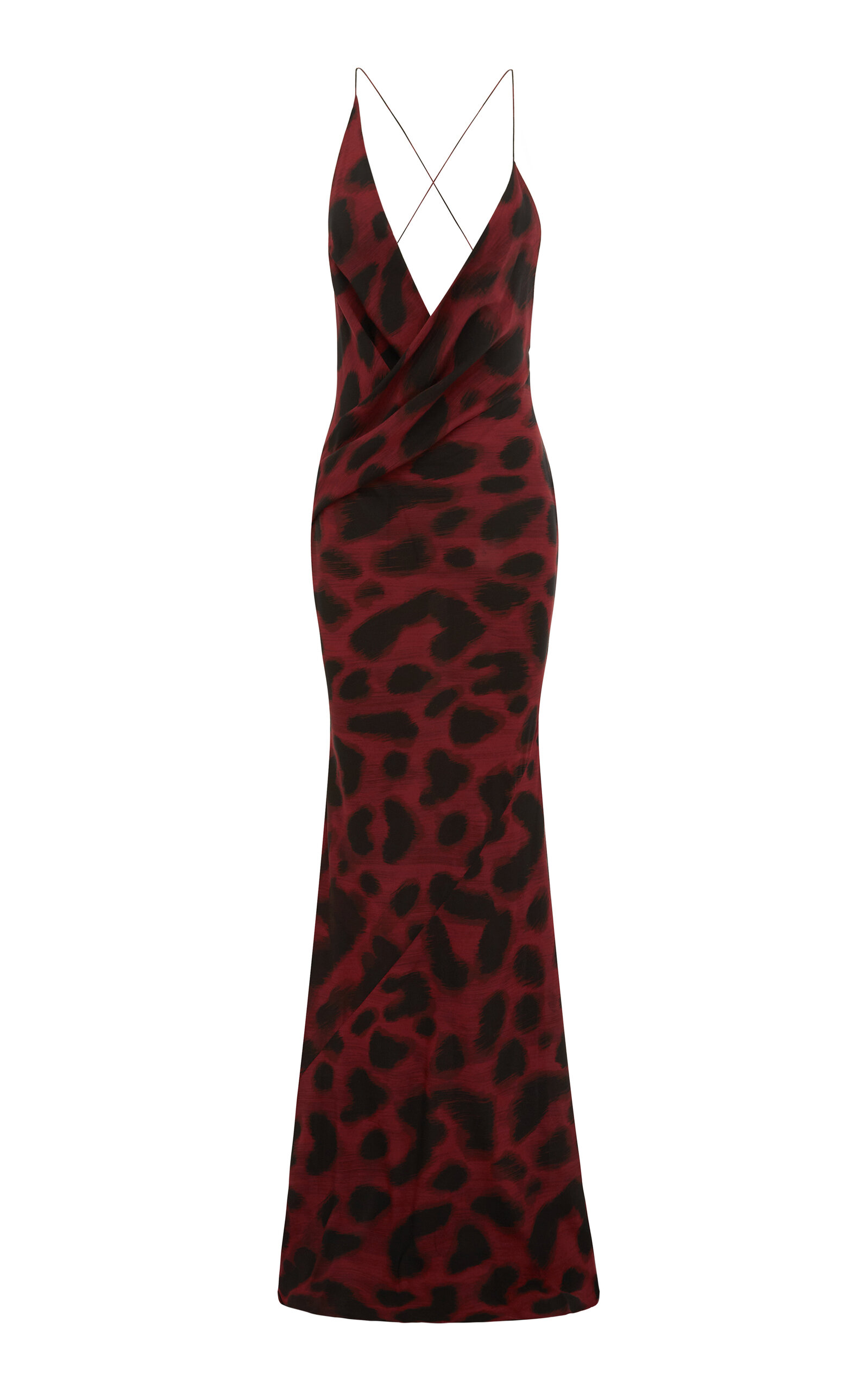 Alex Perry Printed Silk-georgette Wrap Gown In Red
