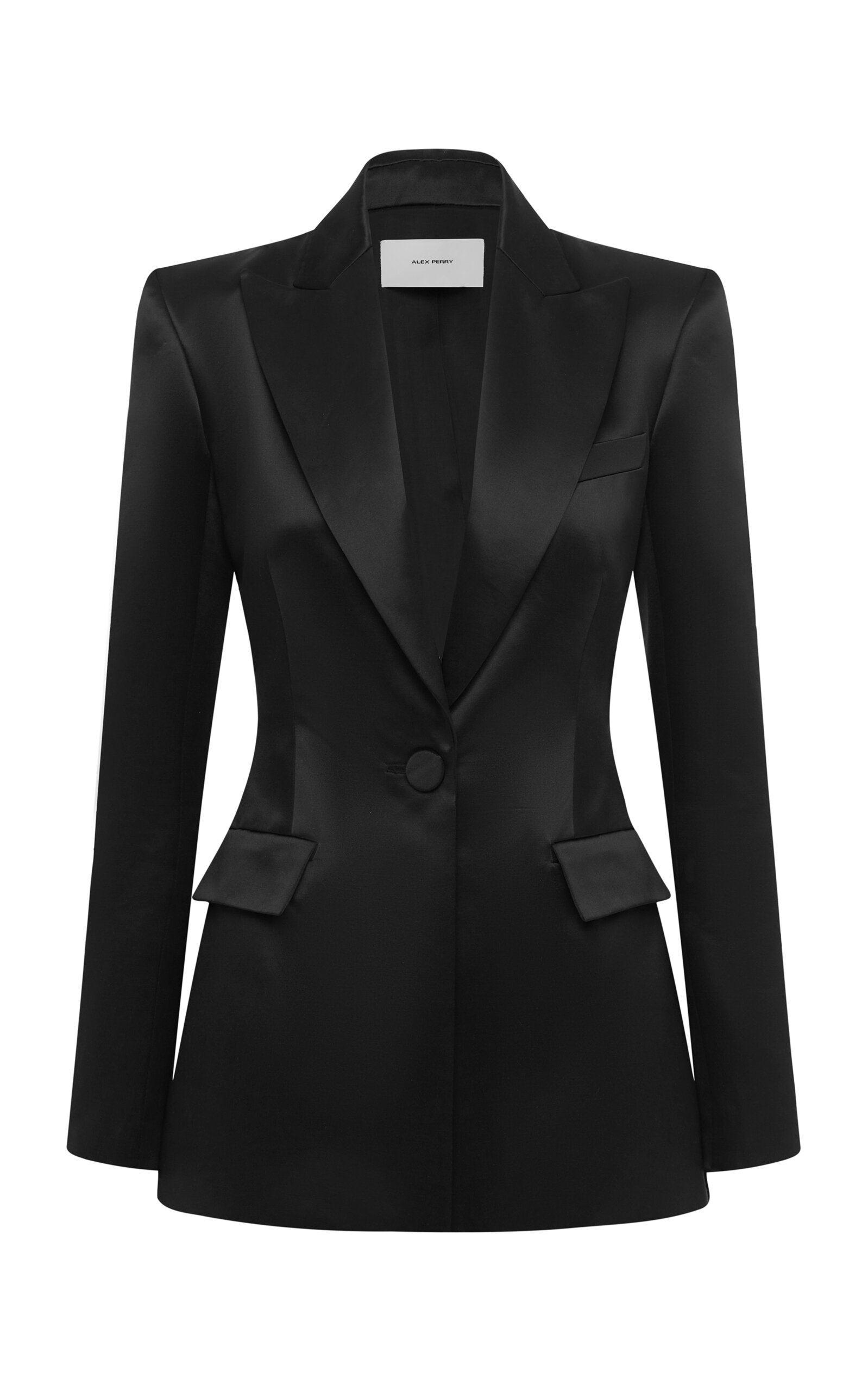 Alex Perry Single-Breasted Duchesse-Satin Blazer - Black