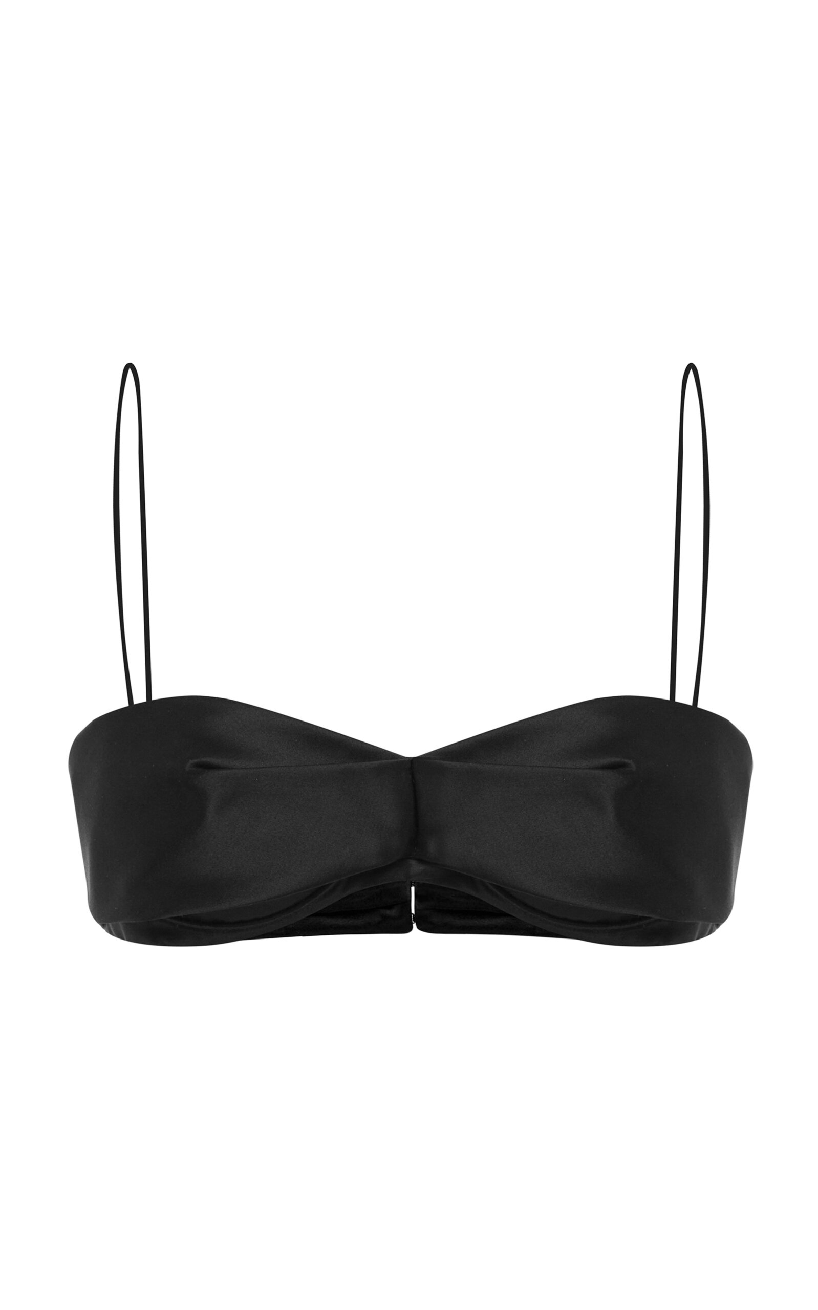 Alex Perry Draped Duchess-satin Bra Top In Black