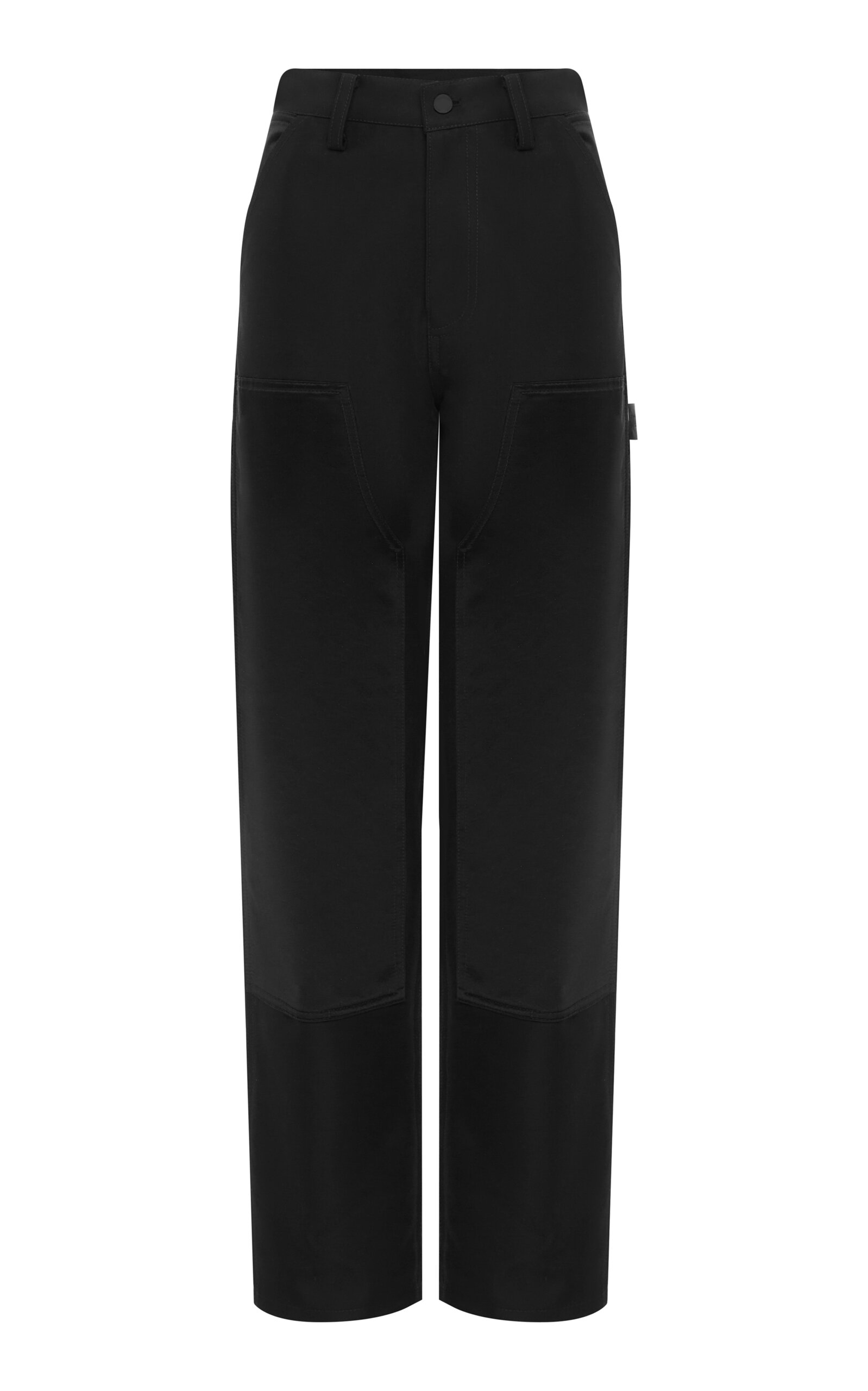 Alex Perry Paneled Duchess-satin Straight-leg Pants In Black