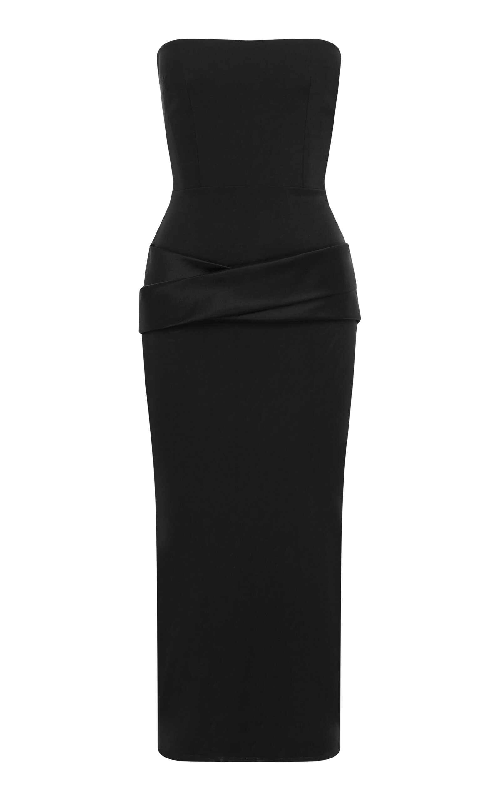 Alex Perry Strapless Stretch-mesh Midi Dress In Black