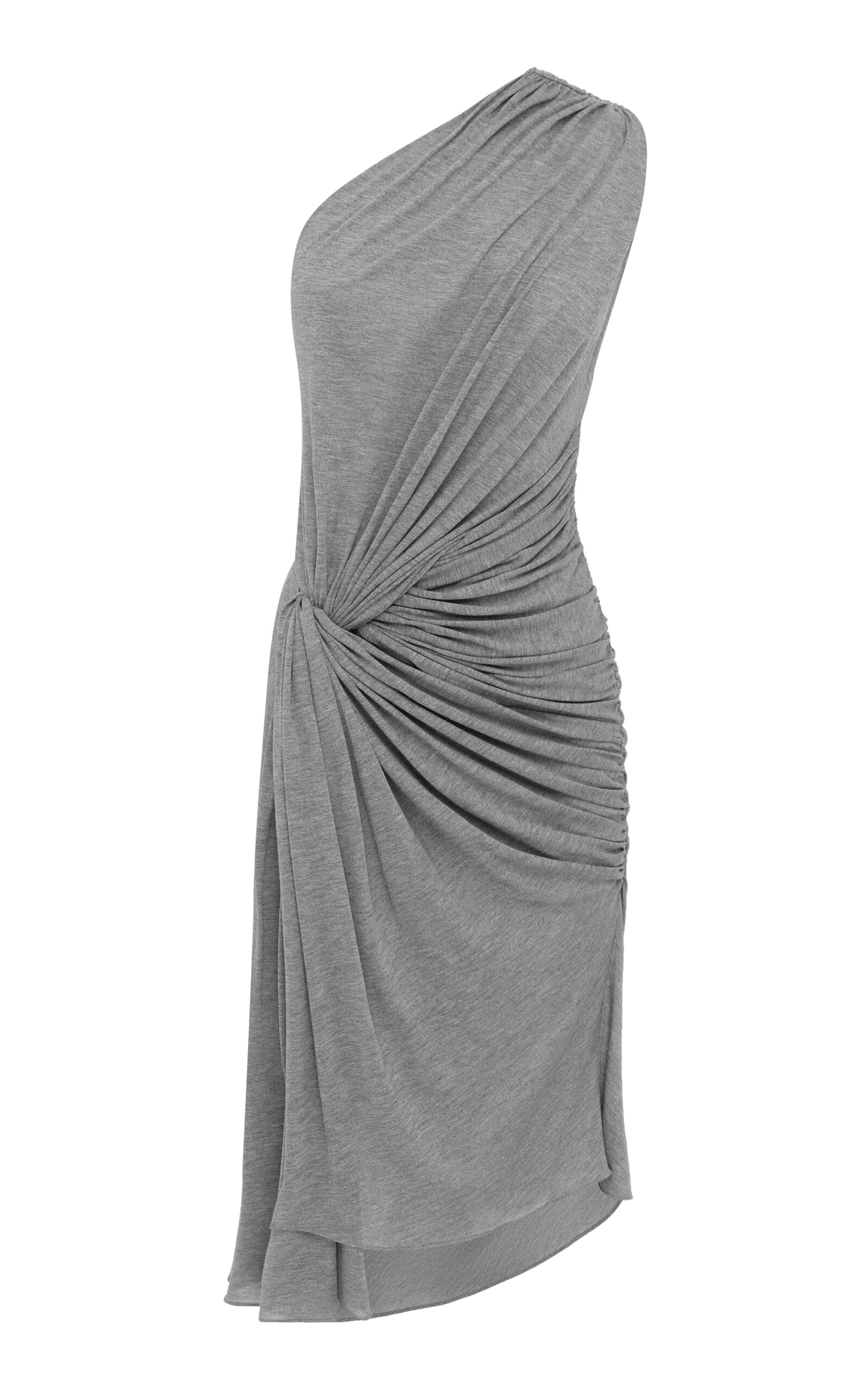 Alex Perry One-shoulder Draped Midi Dress In Gray