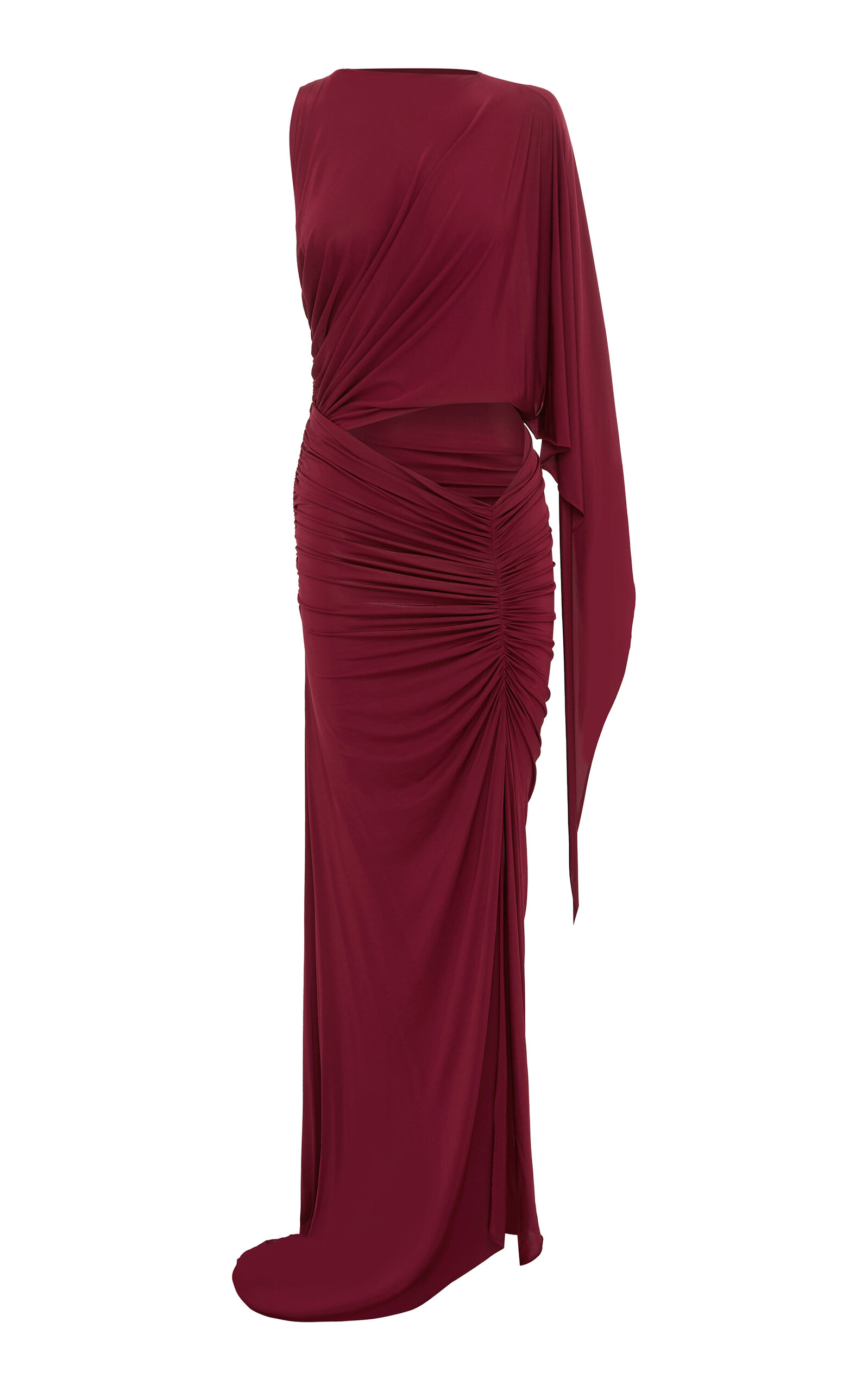 Alex Perry Cutout Draped Gown - Burgundy