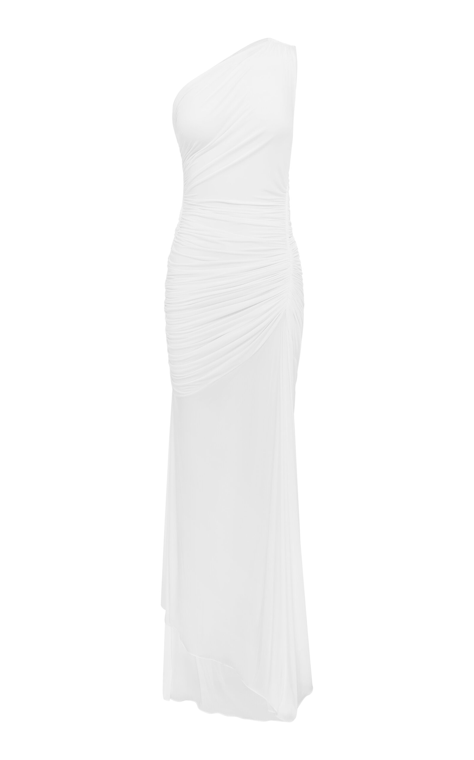 Alex Perry One-Shoulder Ruched Gown - White