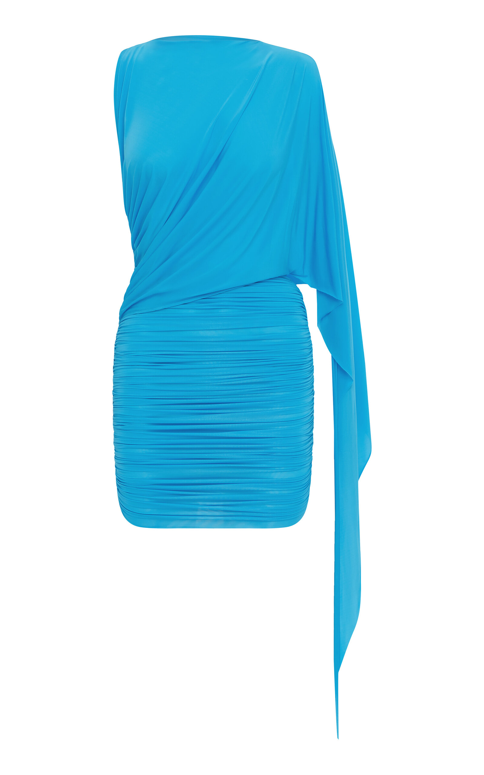 Alex Perry One-shoulder Draped Mini Dress In Blue