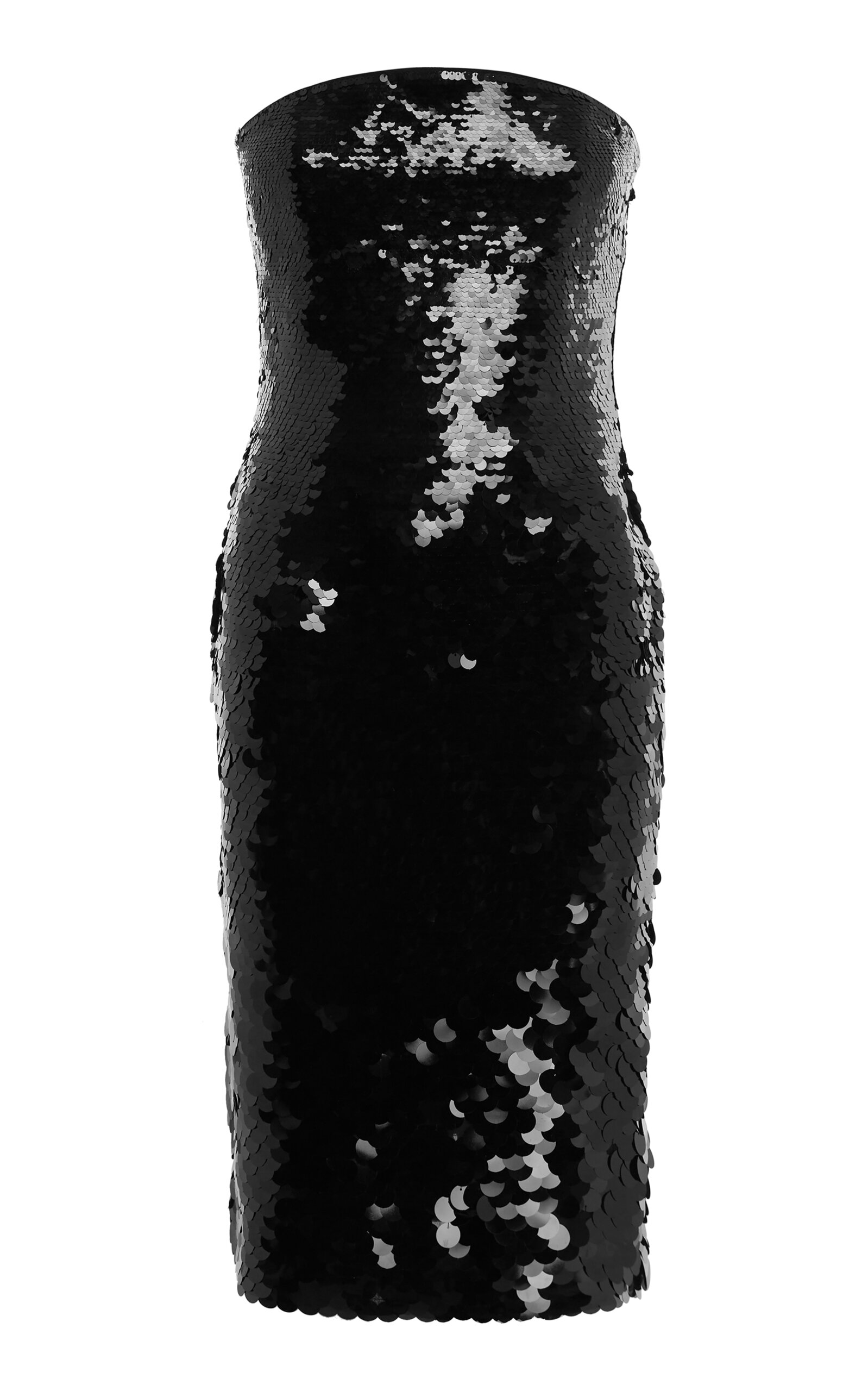 Alex Perry Strapless Sequined Knee-length Dress In Black