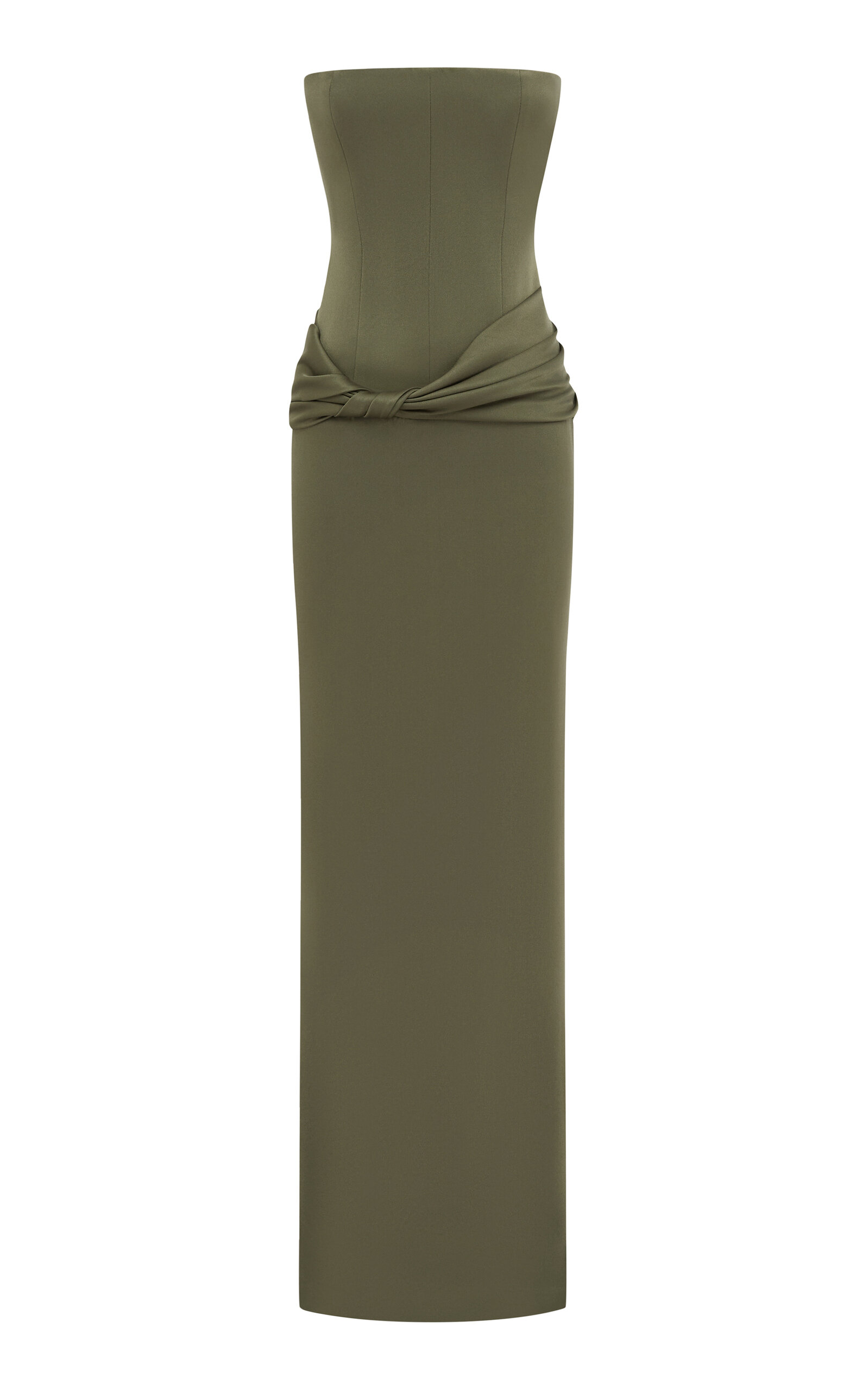 Alex Perry Twist-detailed Satin-crepe Maxi Dress In Green